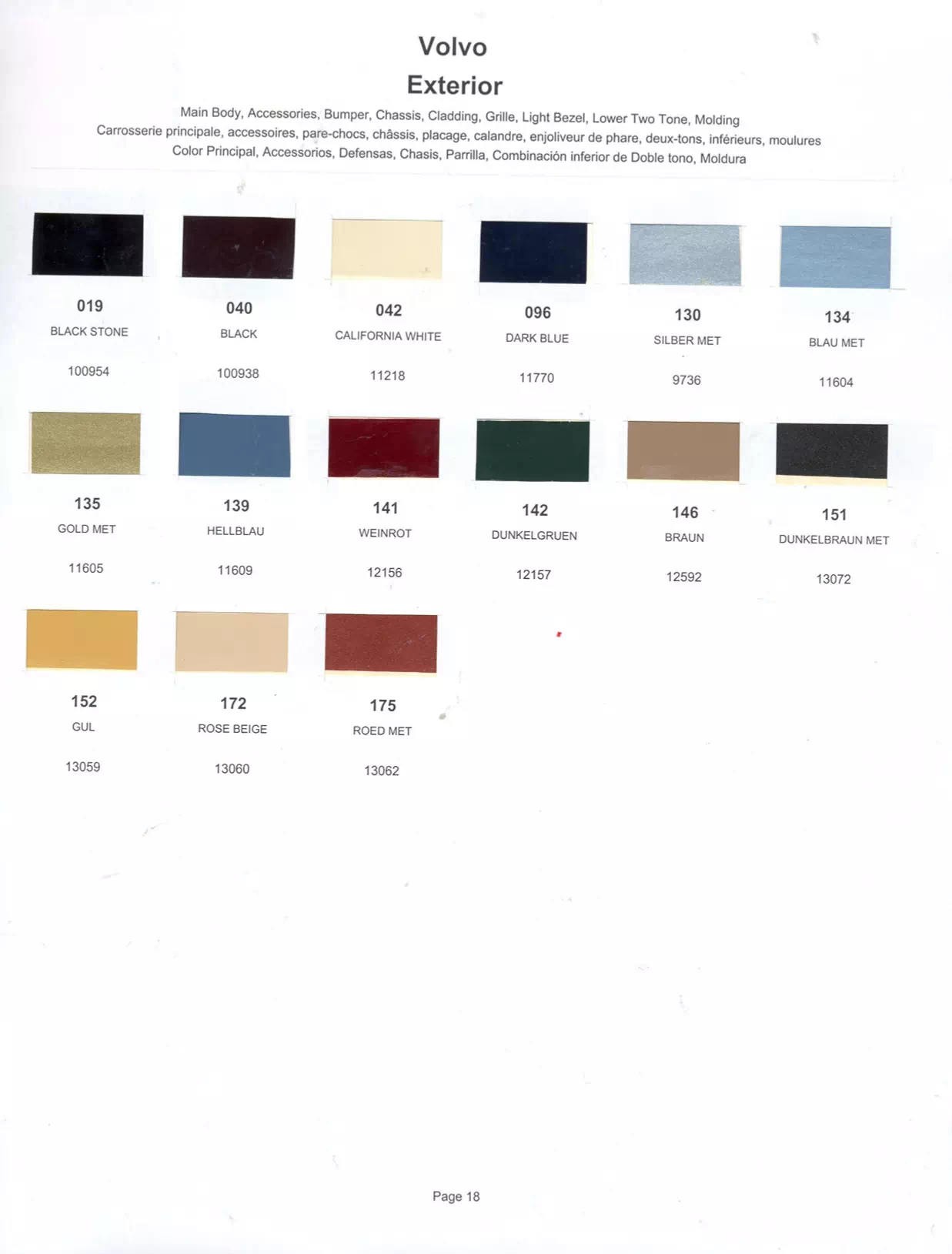 1982 Volvo Paint Codes & Color Chart Paint color examples, their ordering codes, the oem color code, and vehicles the color was used on