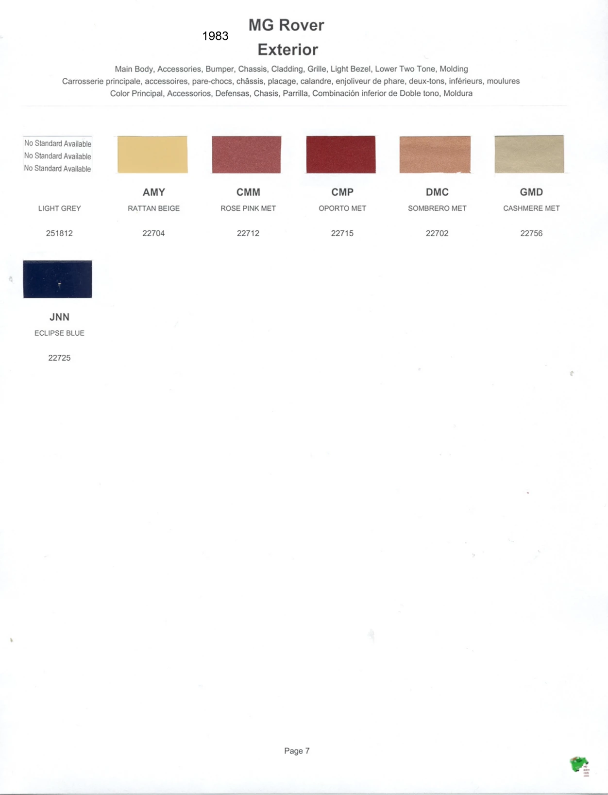 Paint color examples, their ordering codes, the oem color code, and vehicles the color was used on