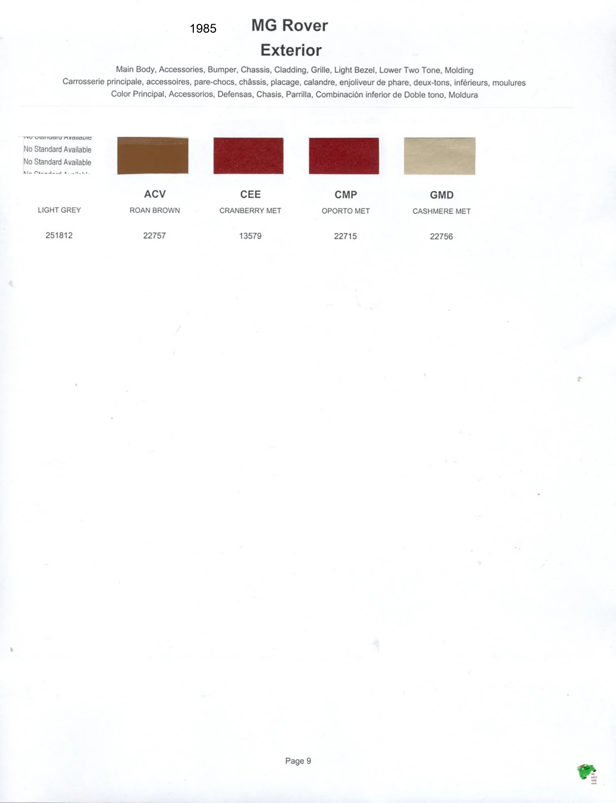 Paint color examples, their ordering codes, the oem color code, and vehicles the color was used on