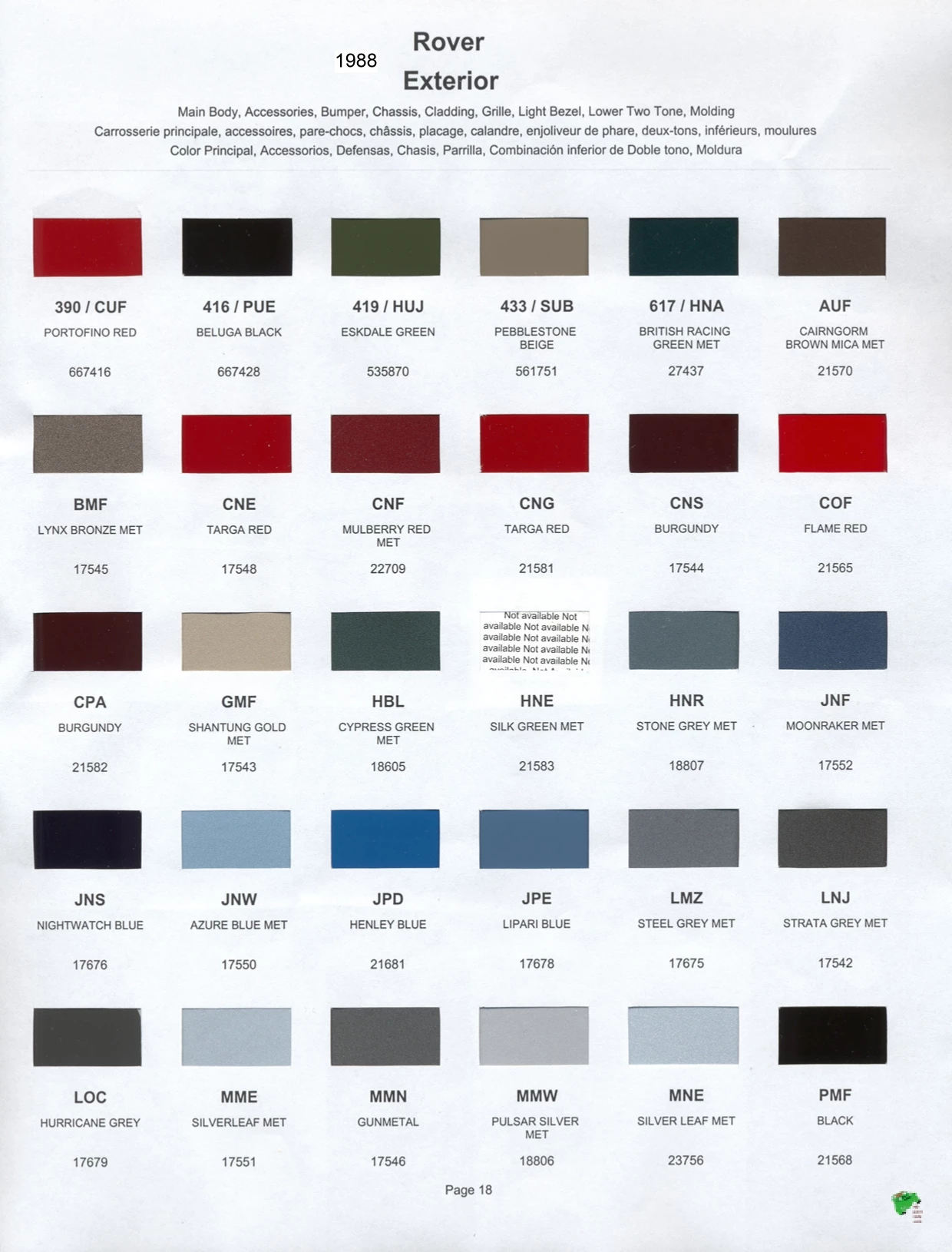 Paint color examples, their ordering codes, the oem color code, and vehicles the color was used on