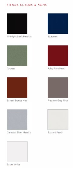2021 Toyota Sienna Paint Chart a image that shows colors that the exterior Toyota vehicles came in