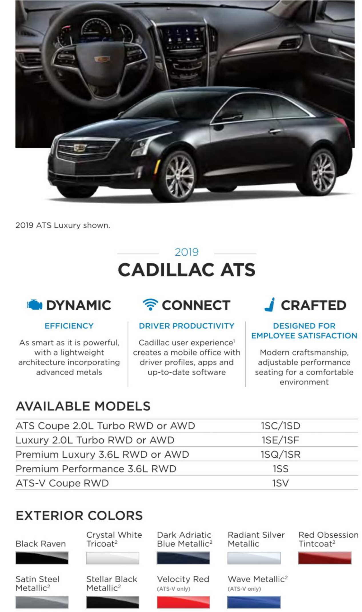 2019 Cadillac ATS Paint Chart