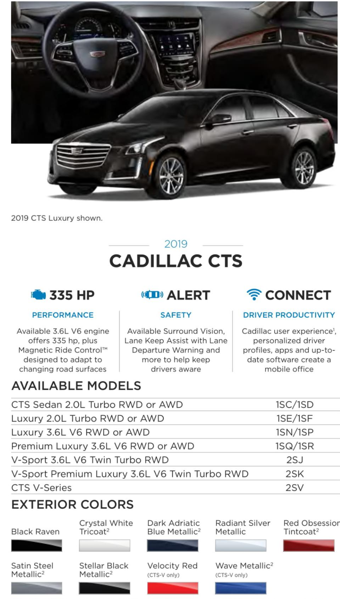 2019 Cadillac CTS Paint Chart