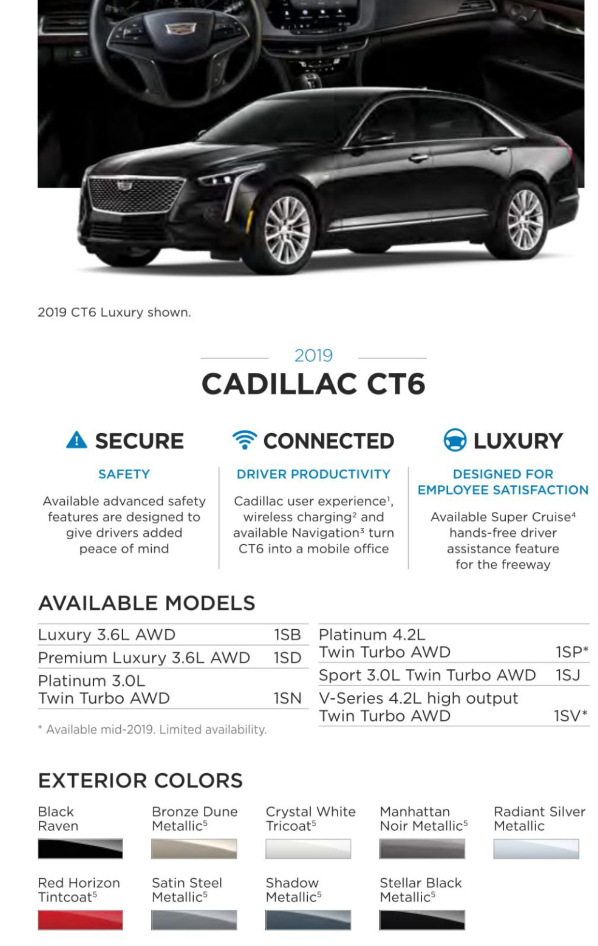 2019 Cadillac CT6 Paint Chart