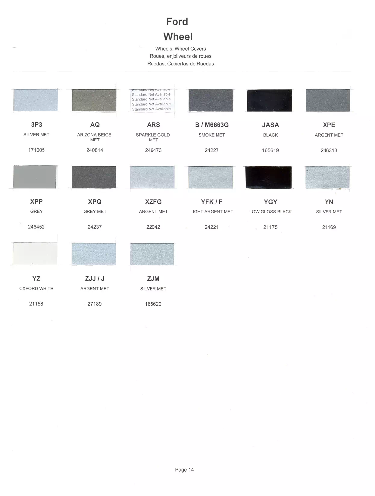 2001 Ford, Lincoln & Mercury Paint Codes & Color Chart Ford Motor Vehicle Color Code Chart/Page Paint