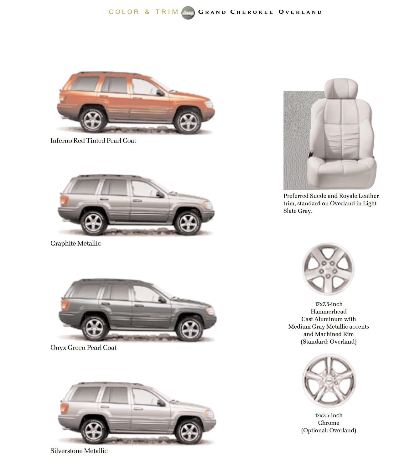 2002 Jeep Grand Cherokee Overland Paint Chart