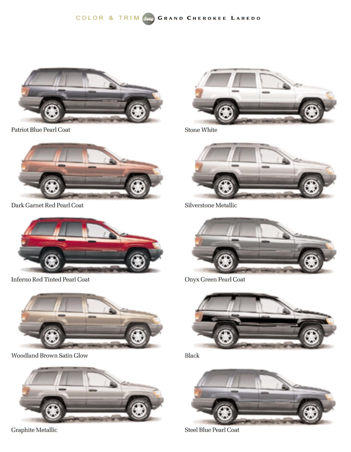 2002 Jeep Grand Cherokee Laredo Paint Chart