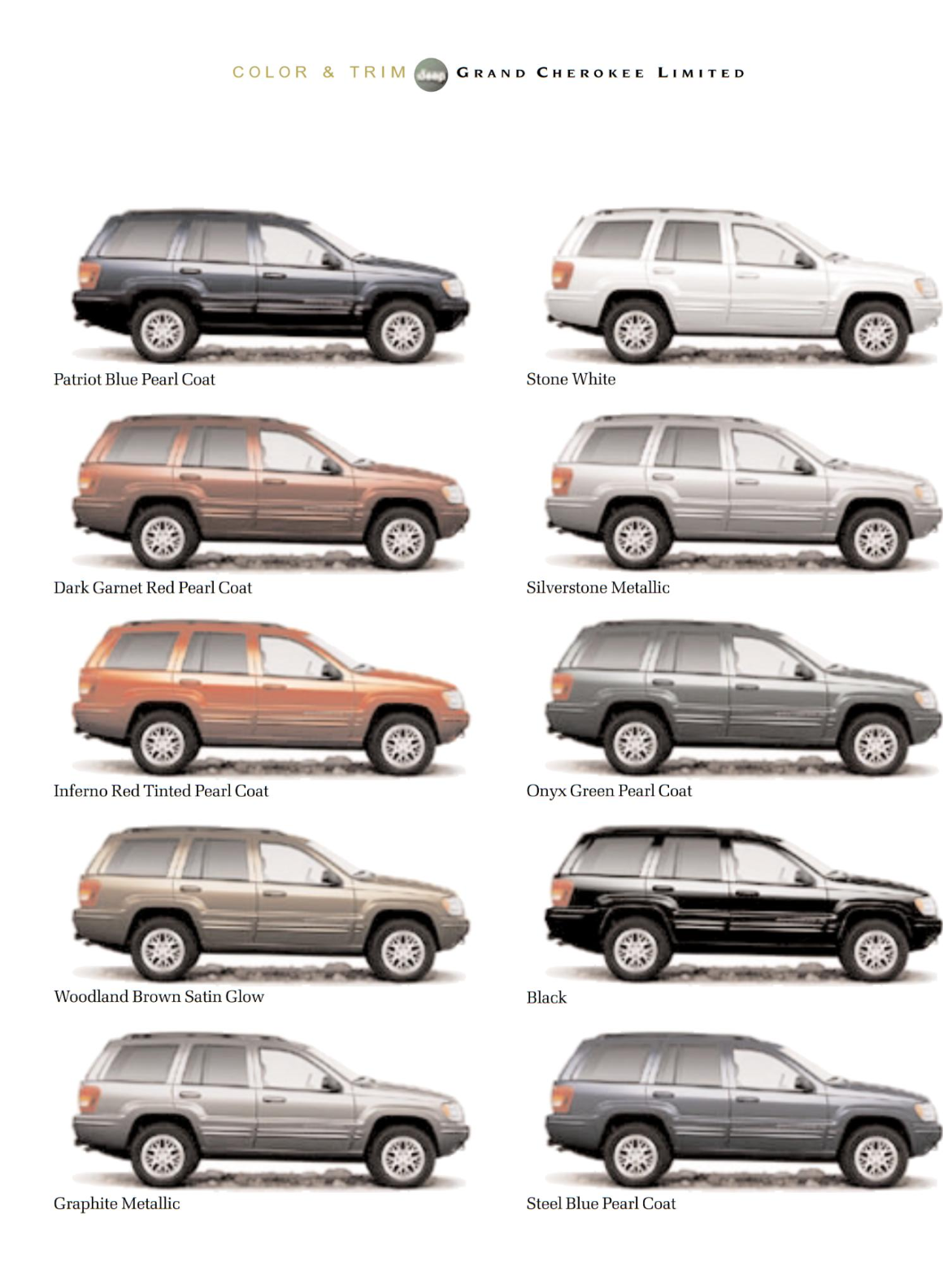 2002 Jeep Grand Cherokee Limited Paint Chart