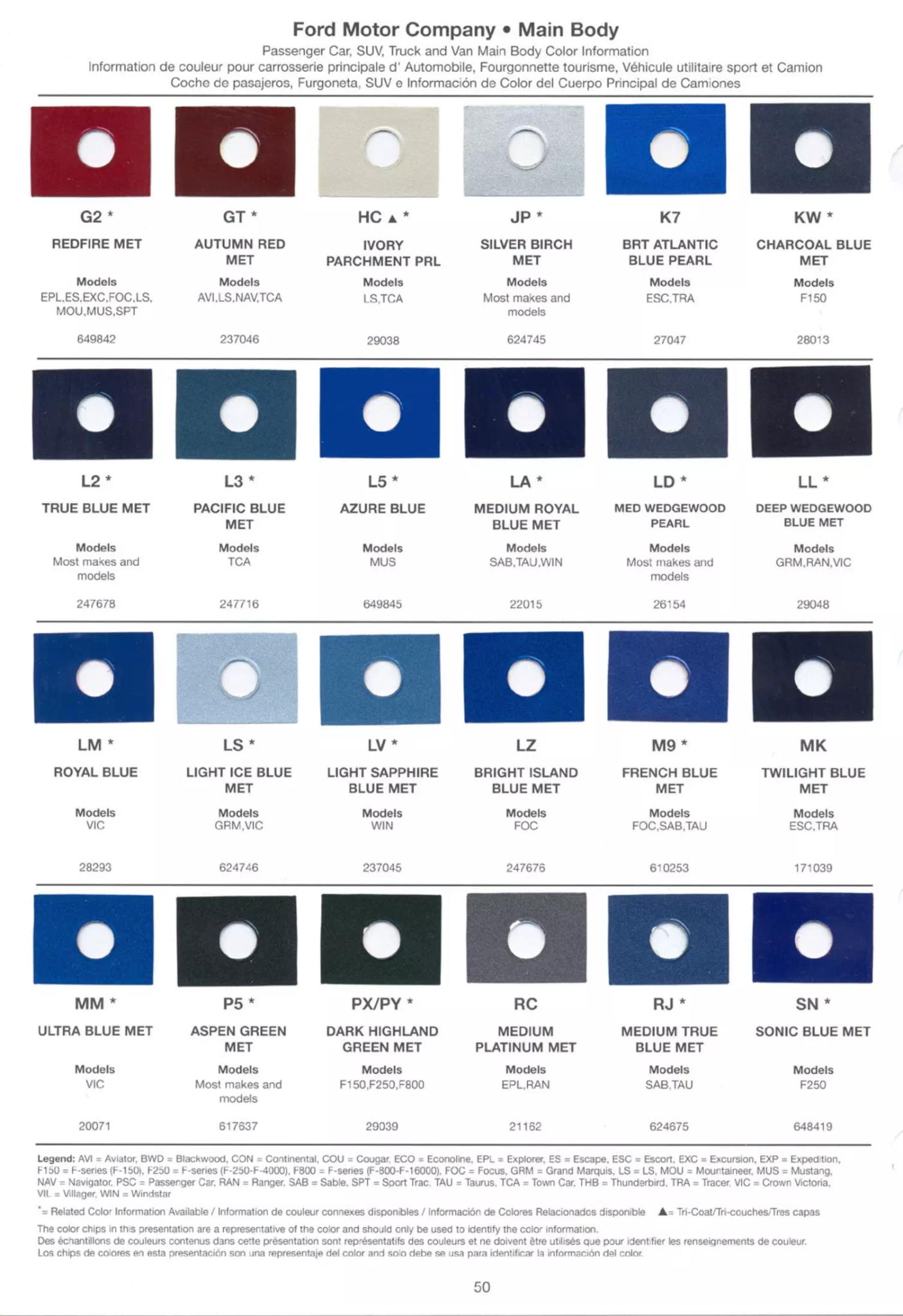 2003 Ford Lincoln & Mercury Paint Codes and Color Chart Ford, Lincoln, and Mercury, paint code swatches ( color examples ) oem paint codes and mixing stock numbers for those colors.