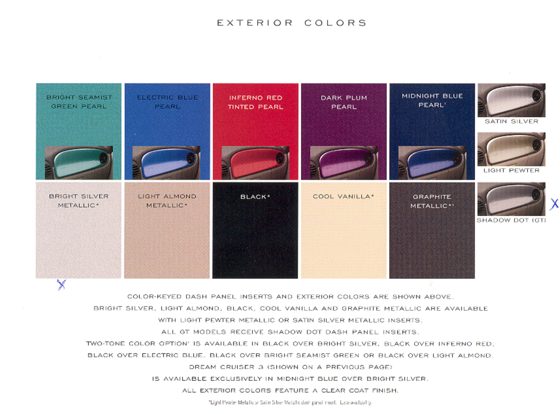 2004 Chrysler PT Cruiser Paint Chart Exterior Colors used on Chrysler PT Crusier Vehicles