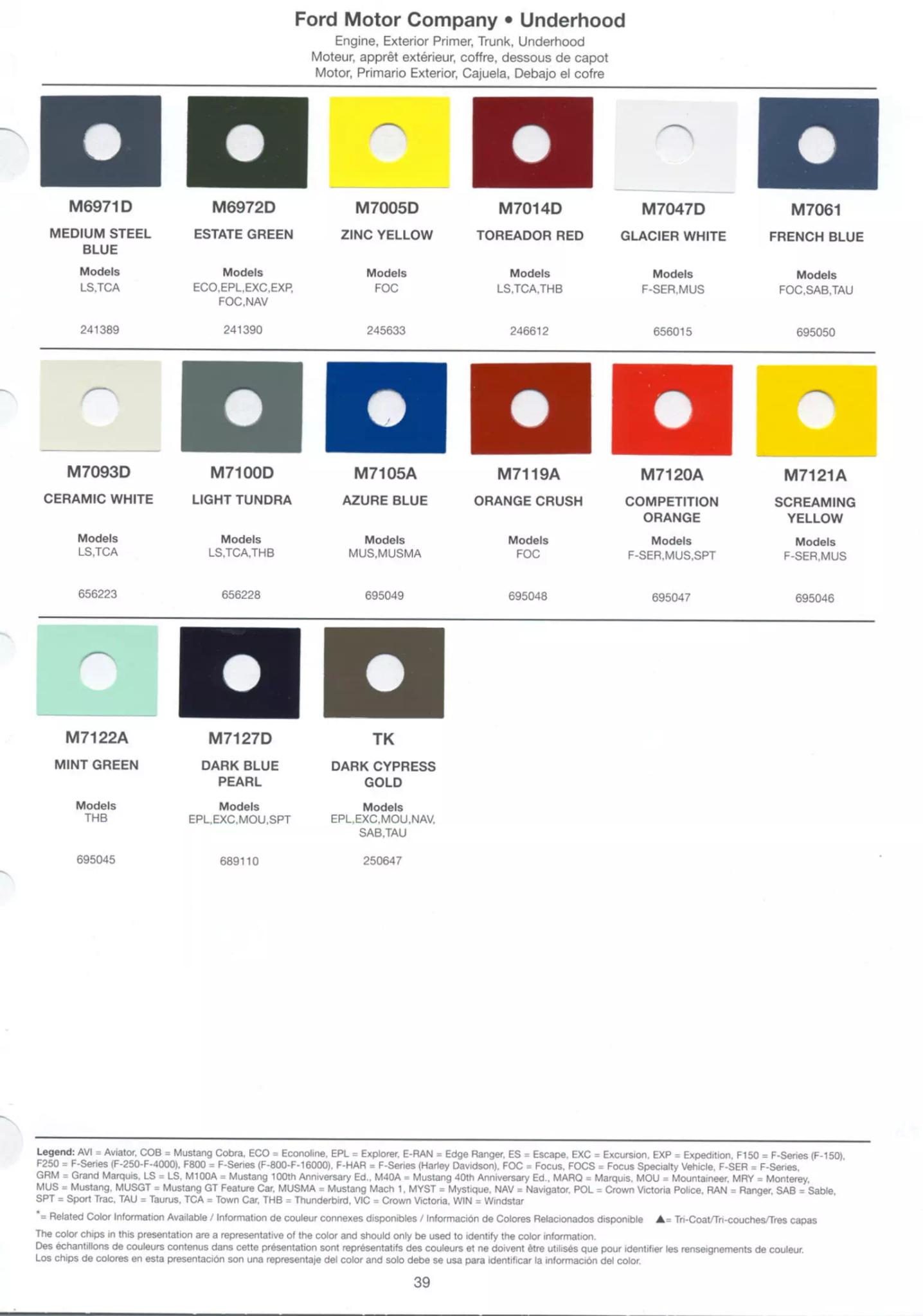 2004 Ford Lincoln & Mercury Paint Codes and Color Chart Ford, Lincoln, and Mercury, paint code swatches ( color examples ) oem paint codes and mixing stock numbers for those colors.