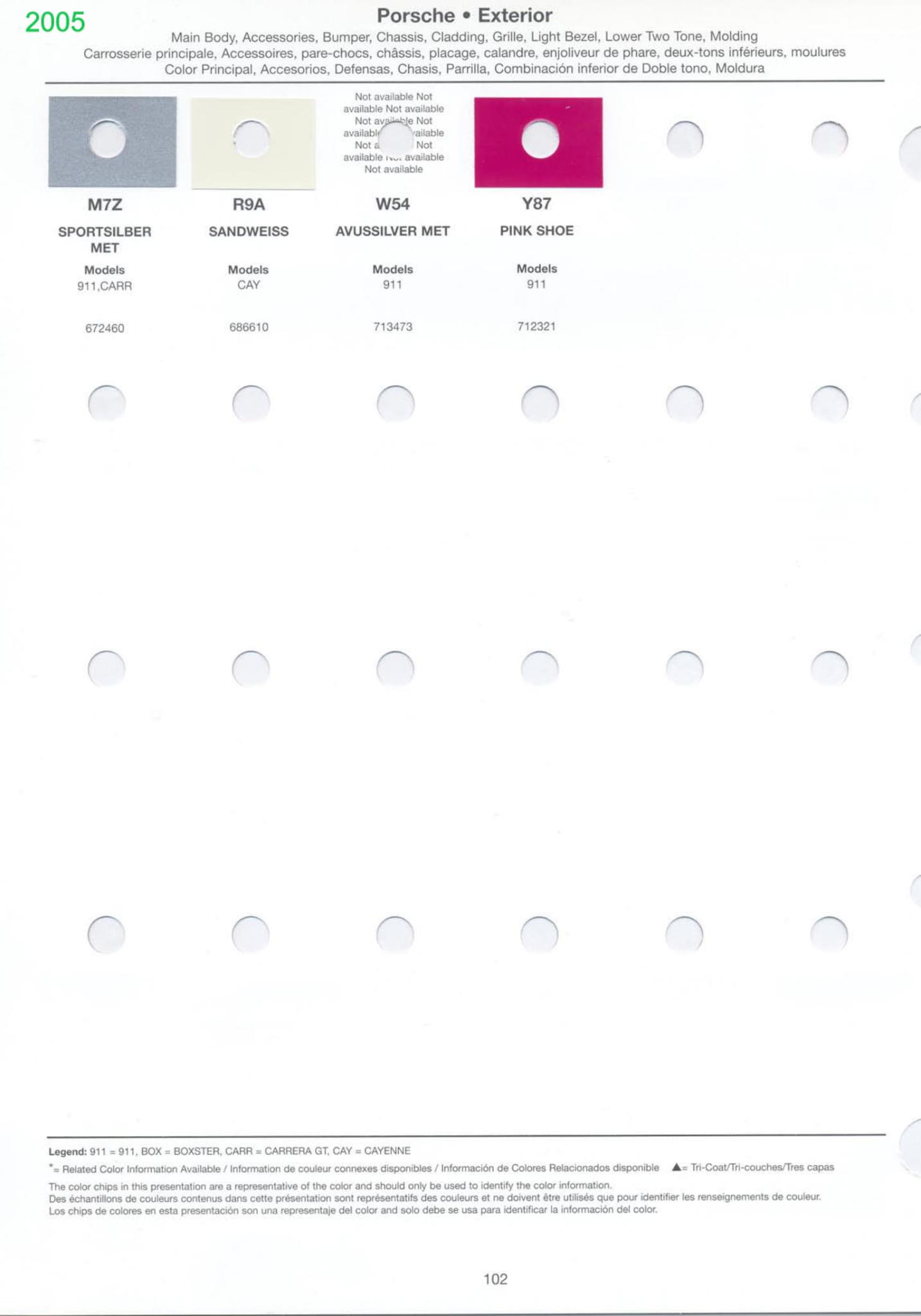 2005 Porsche Paint Chart and Color Chart
