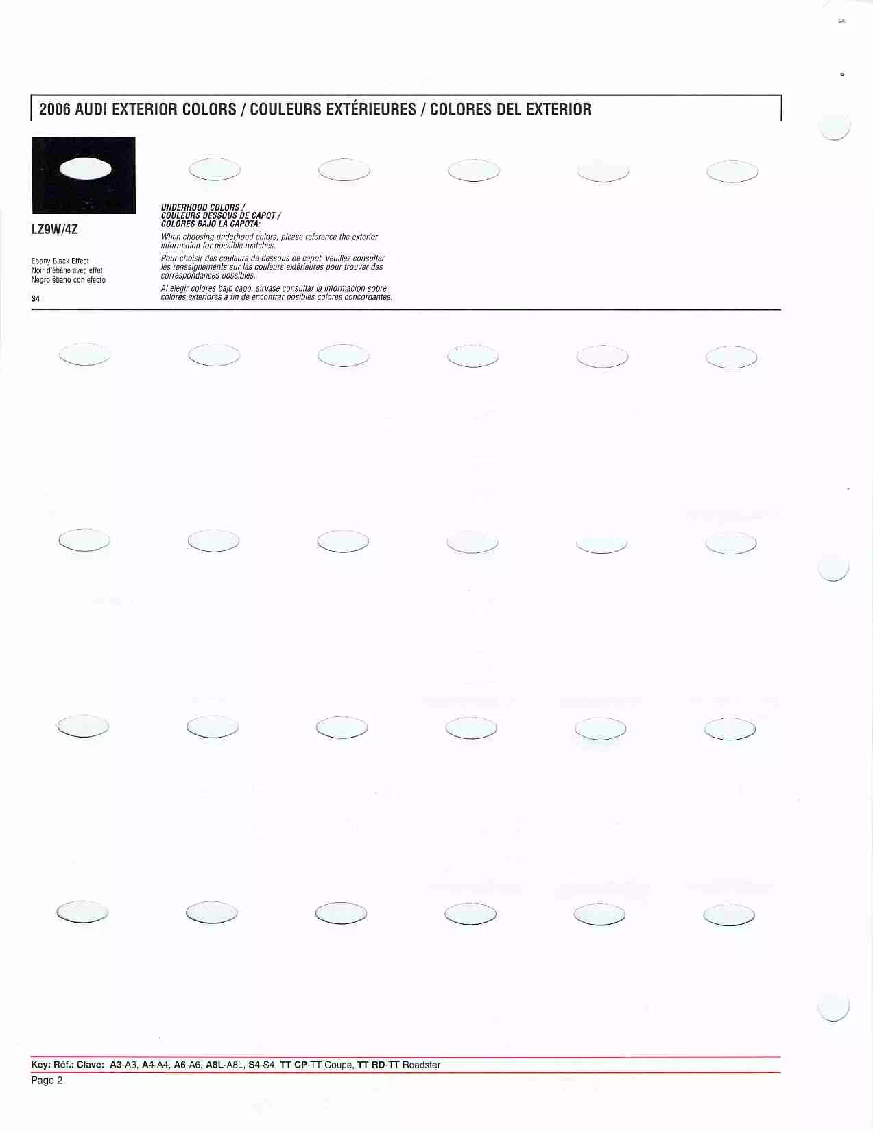 2006 Audi Paint Chart and Color Audi exterior paint codes and their colors used on their vehicles