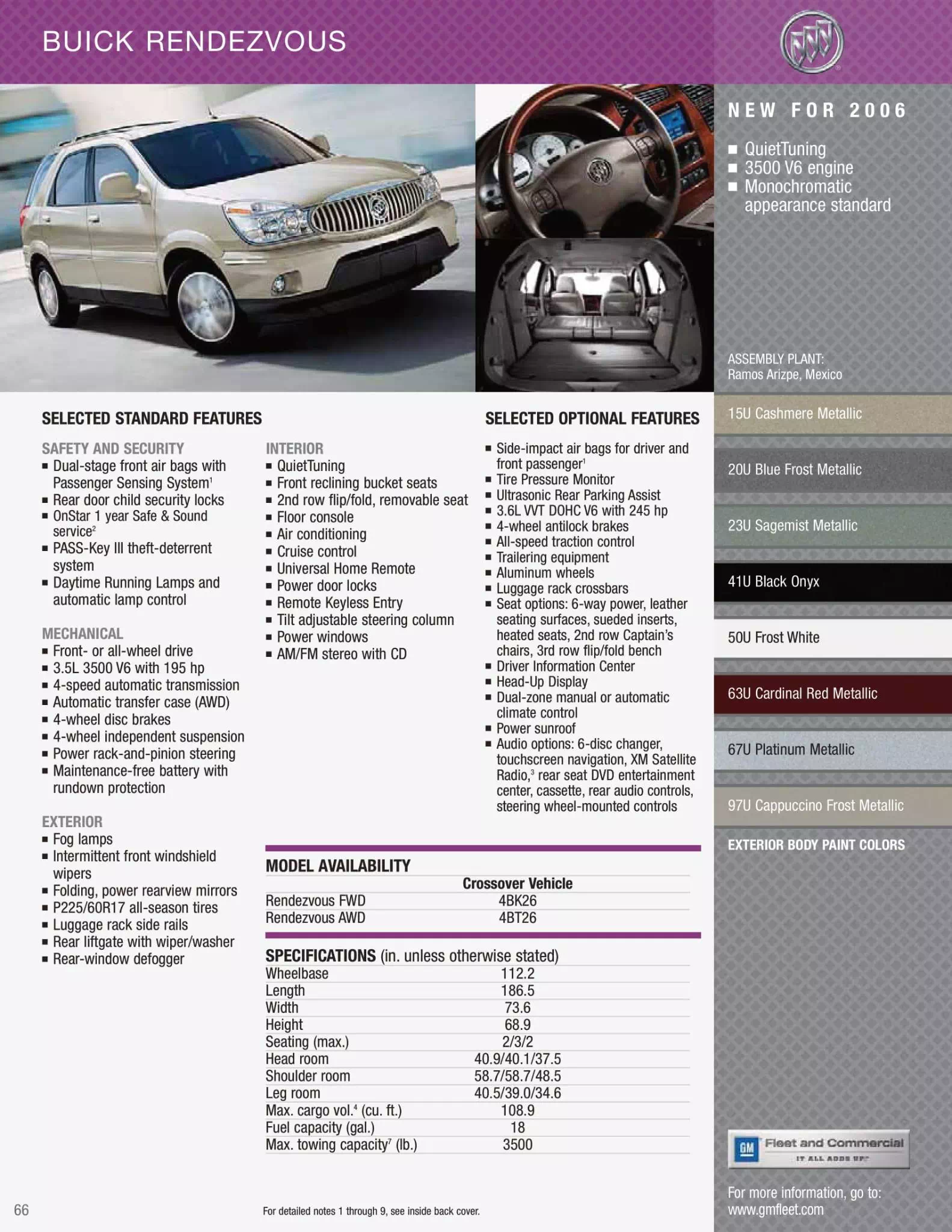 2006 Buick Rendezvous Paint Chart and Paint Codes Paint Colors and Codes used on Buick GM vehicles in 2006