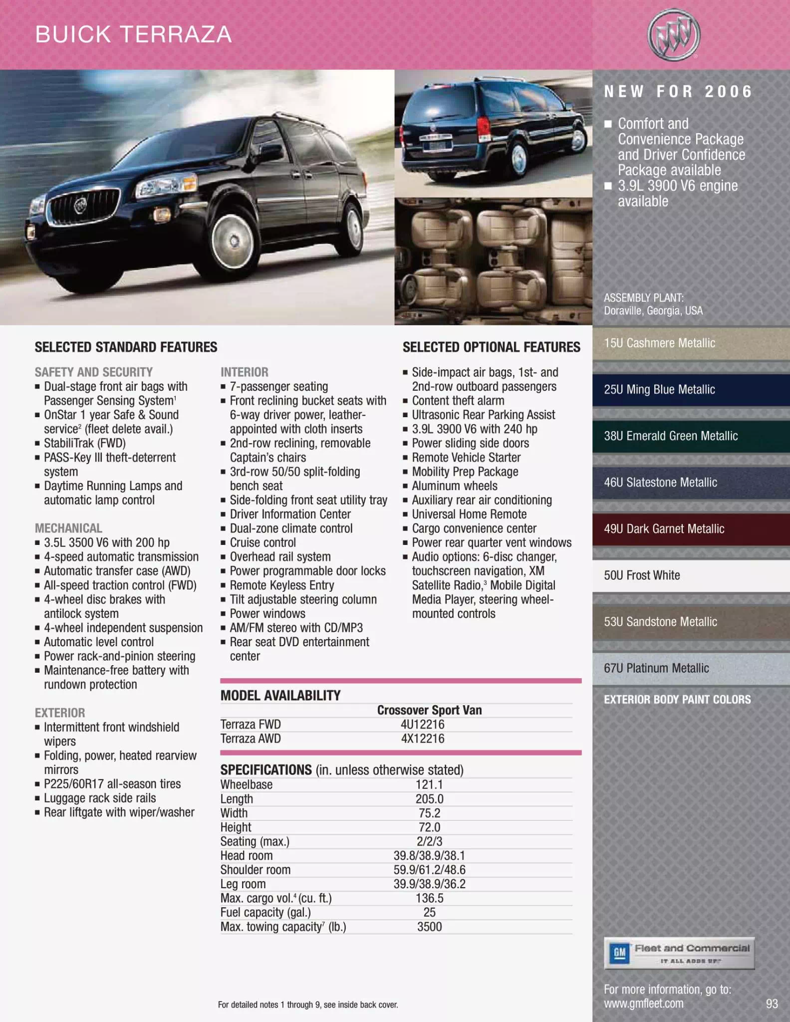 2006 Buick Terraza Paint Chart and Paint Codes Paint Colors and Codes used on Buick GM vehicles in 2006