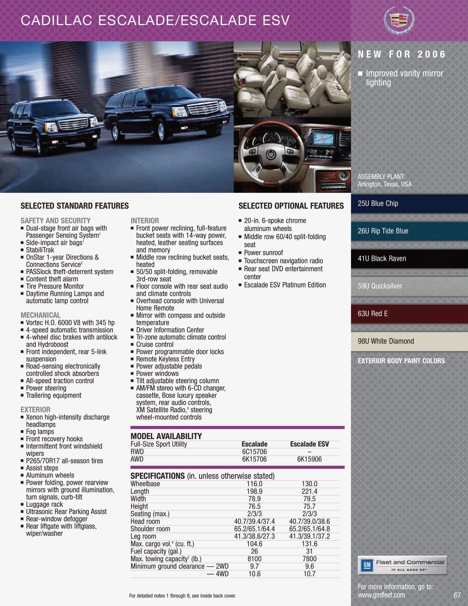 2006 Cadillac Escalade Paint Chart