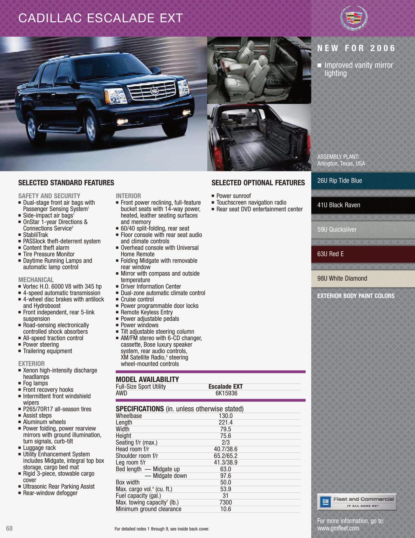 2006 Cadillac Escalade Paint Chart