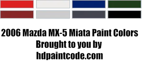 2006 Mazda Miata Paint Codes & Color Chart a gif showing all the colors and codes the 2006 miatas come in.