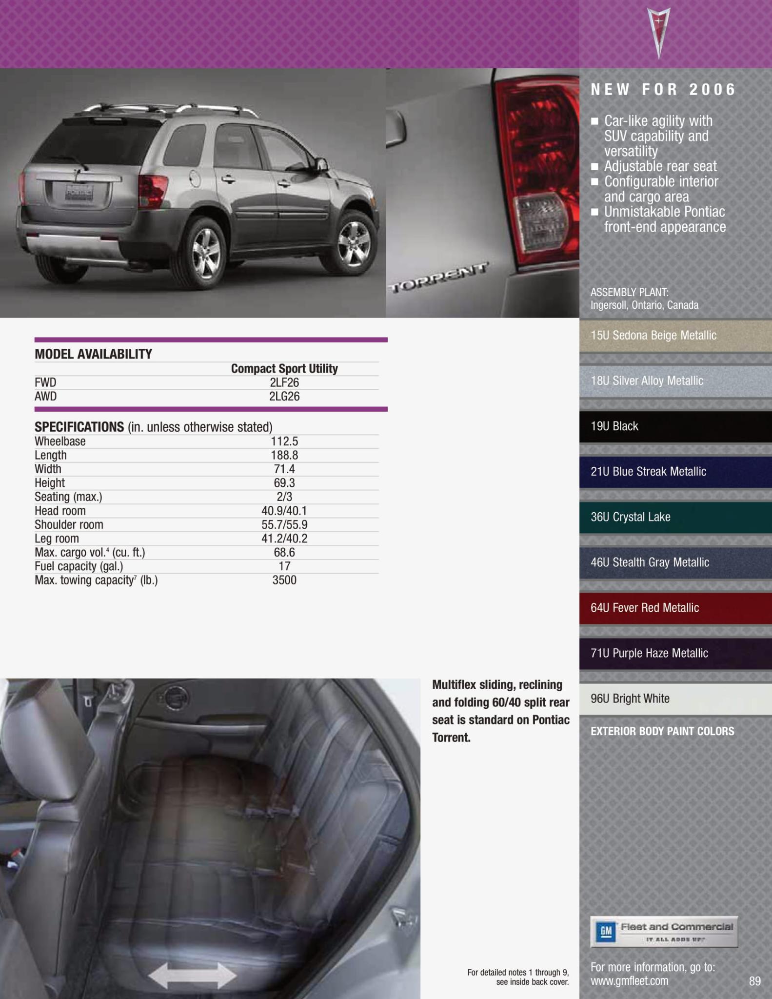 2006 Pontiac Torrent Paint Chart