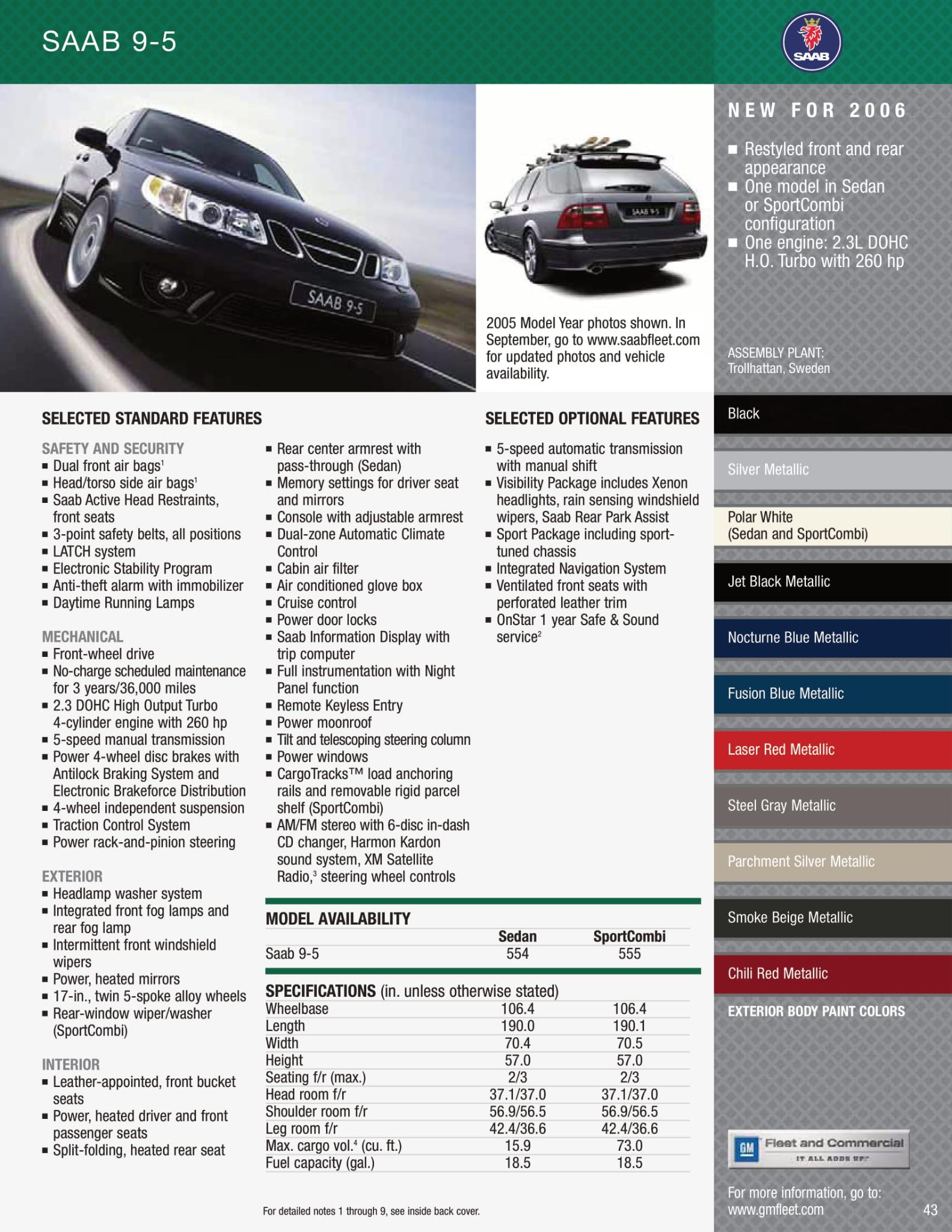 2006 Saab 9-5 Paint Chart and color codes
