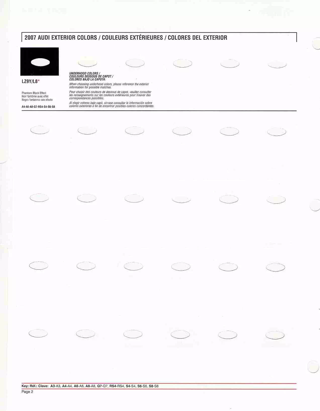 2007 Audi Paint Chart and Color Audi exterior paint codes and their colors used on their vehicles