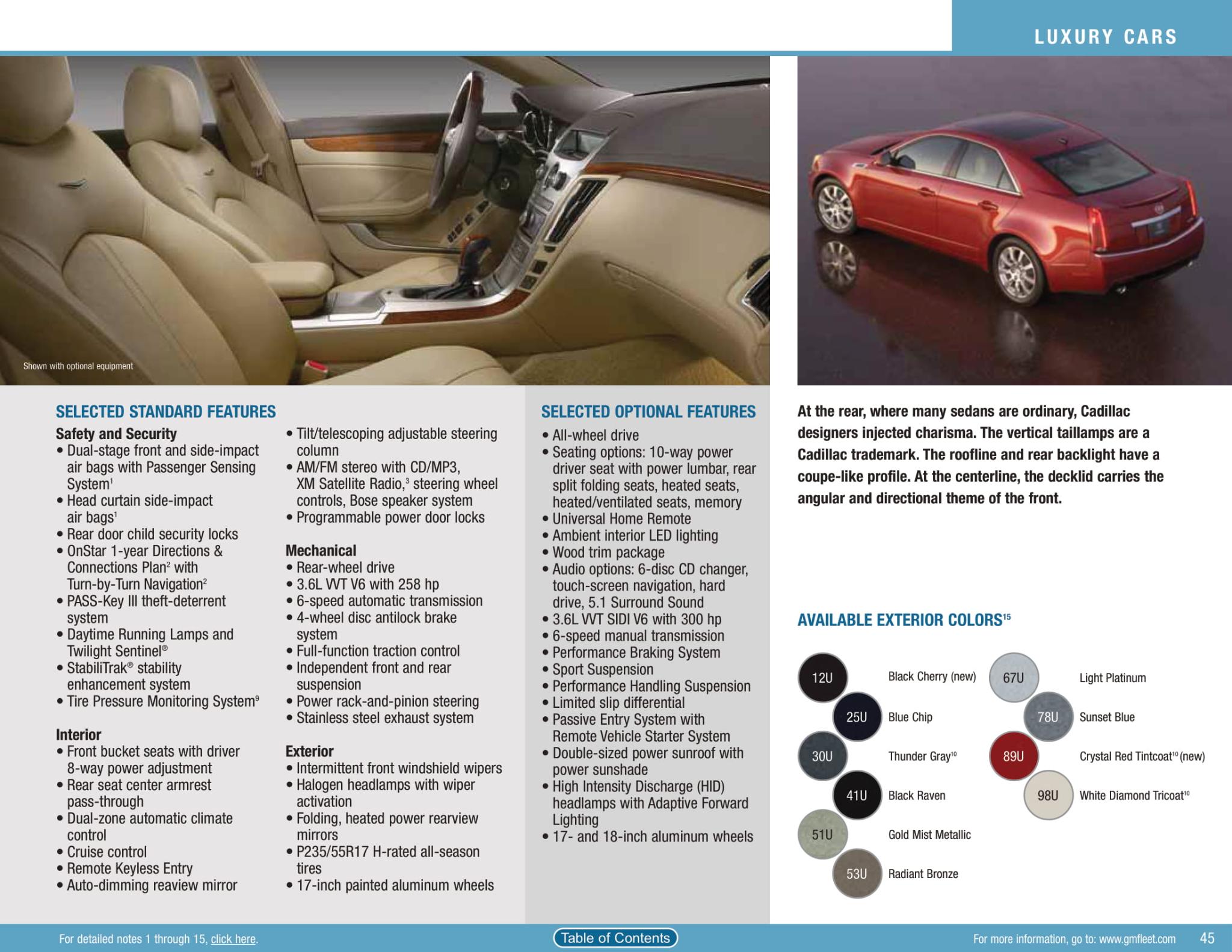 2008 Cadillac CTS Paint Chart