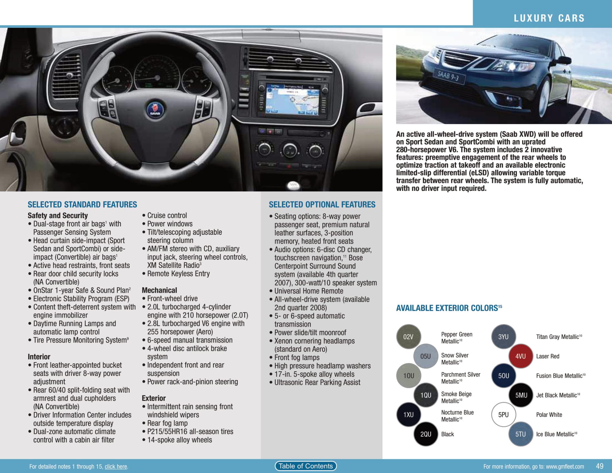 2008 Saab 9-3 Paint Chart