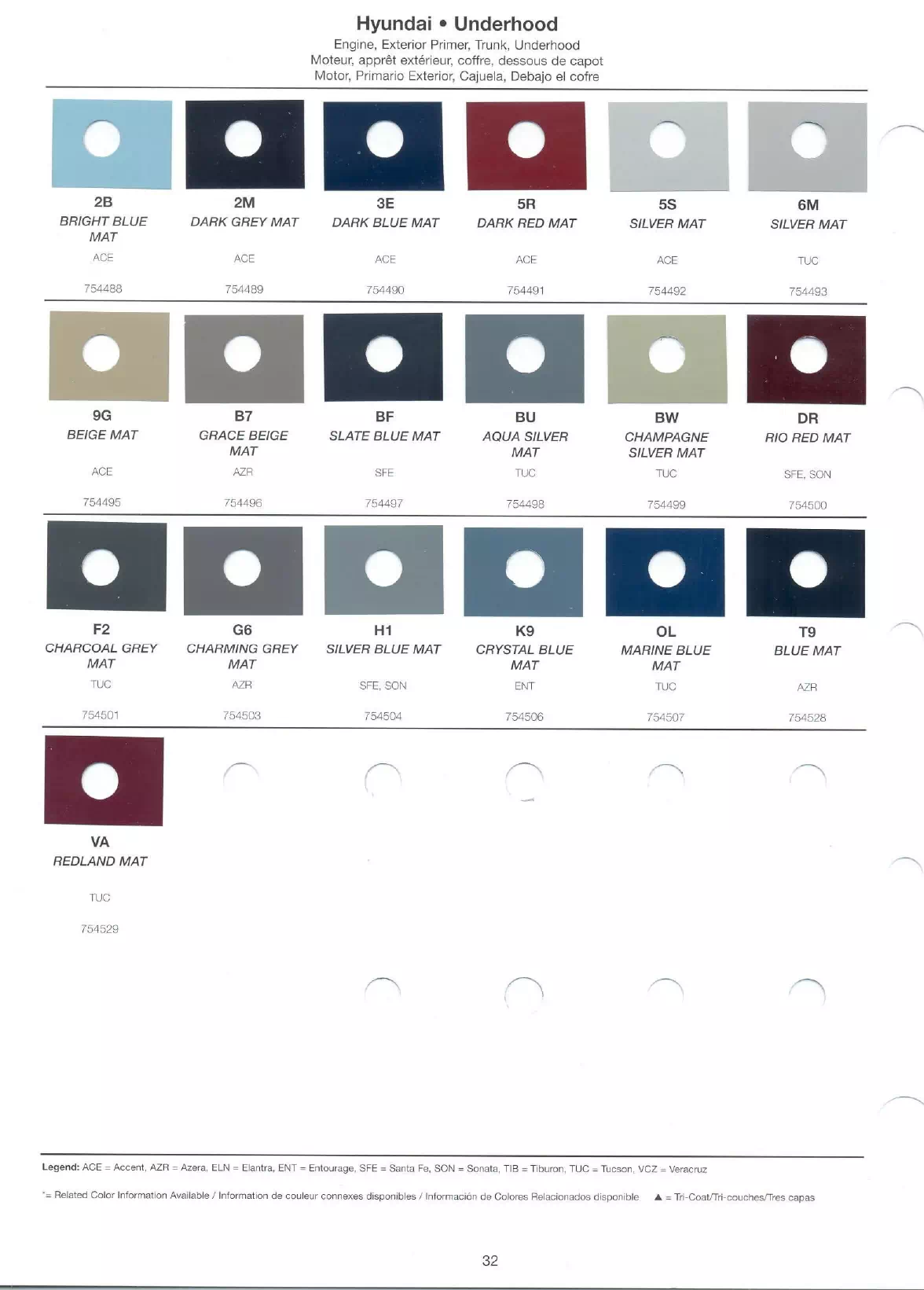 2008 Hyundai Paint Codes & Color Chart Page 4