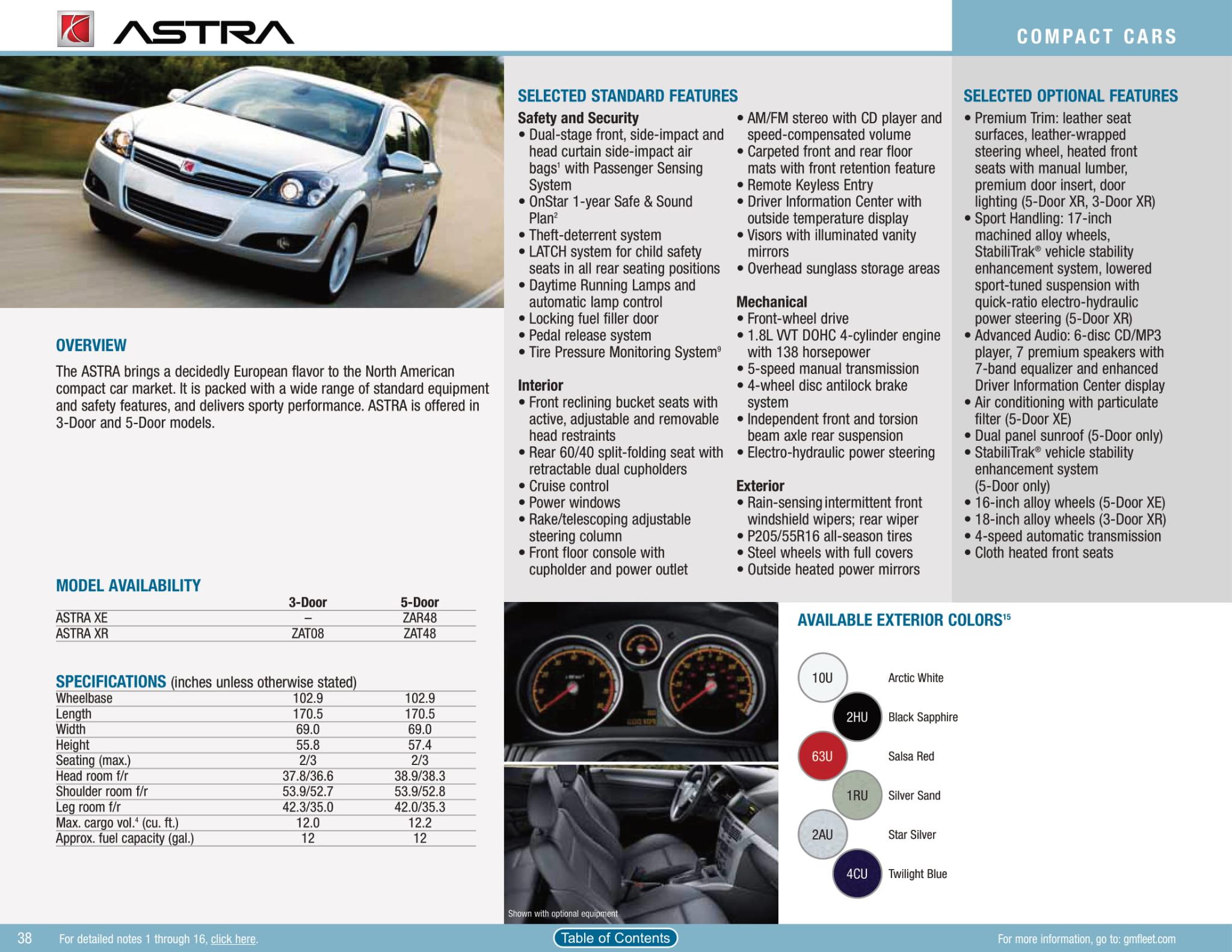 2009 Saturn Astra Paint Chart Factory Colors the Saturn Came in from 2009