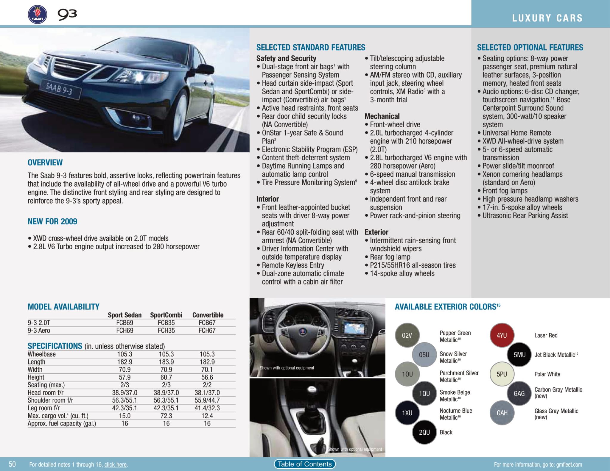 2009 Saab 93 Paint Chart Factory Colors the Saab Came in from 2009