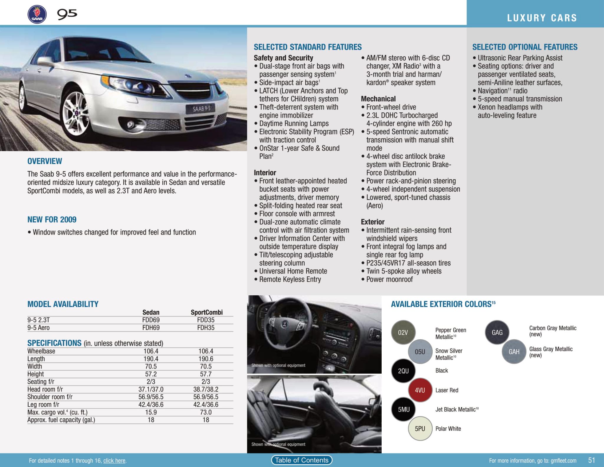 2009 Saab 95 Paint Chart Factory Colors the Saab Came in from 2009