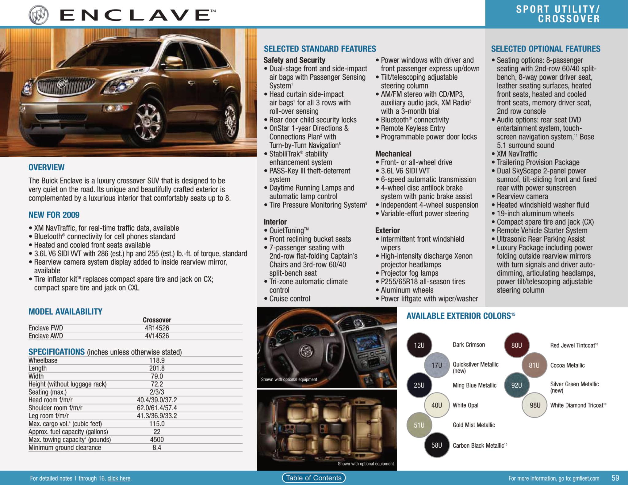 2009 Buick Enclave Paint Chart