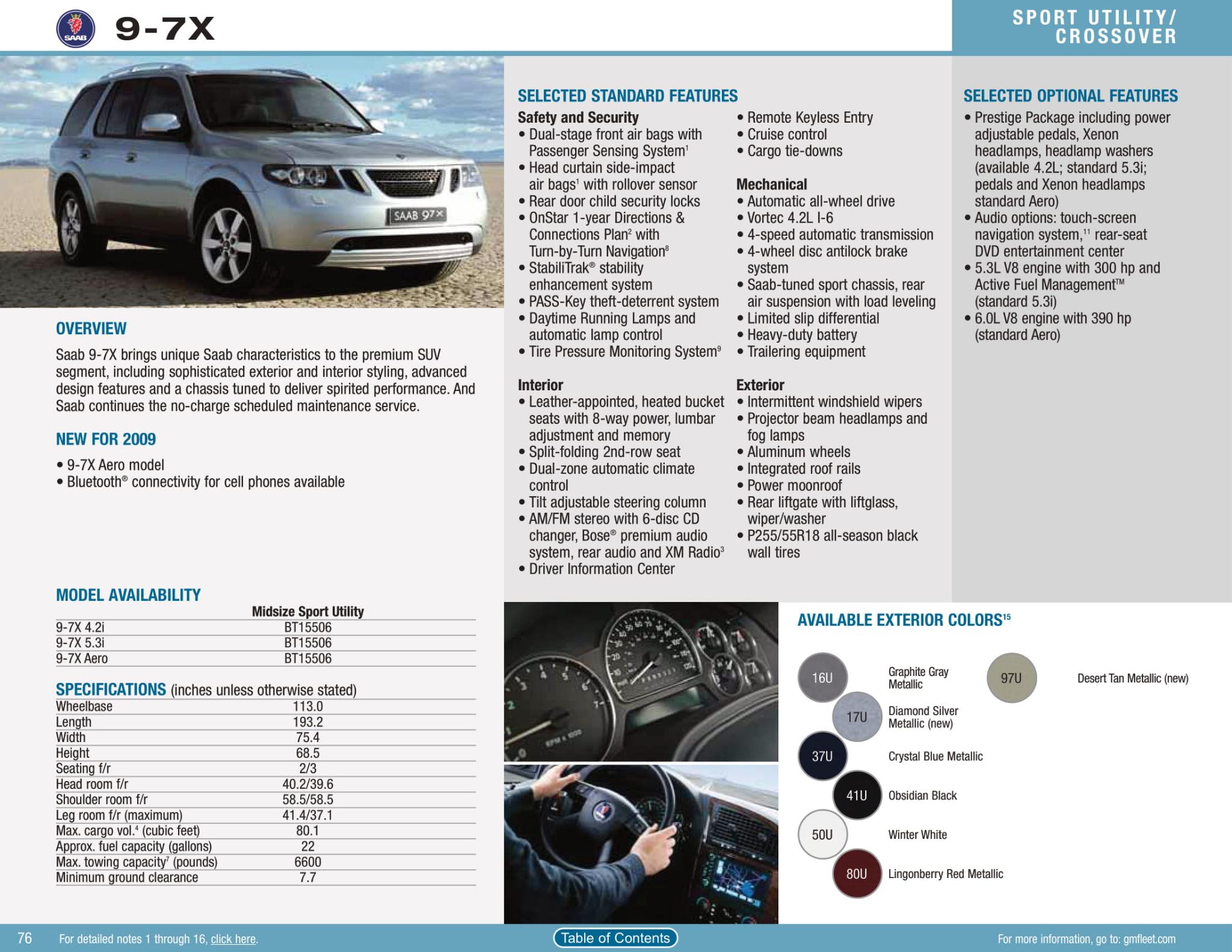 2009 Saab 9-7x Paint Chart Factory Colors the Saab Came in from 2009