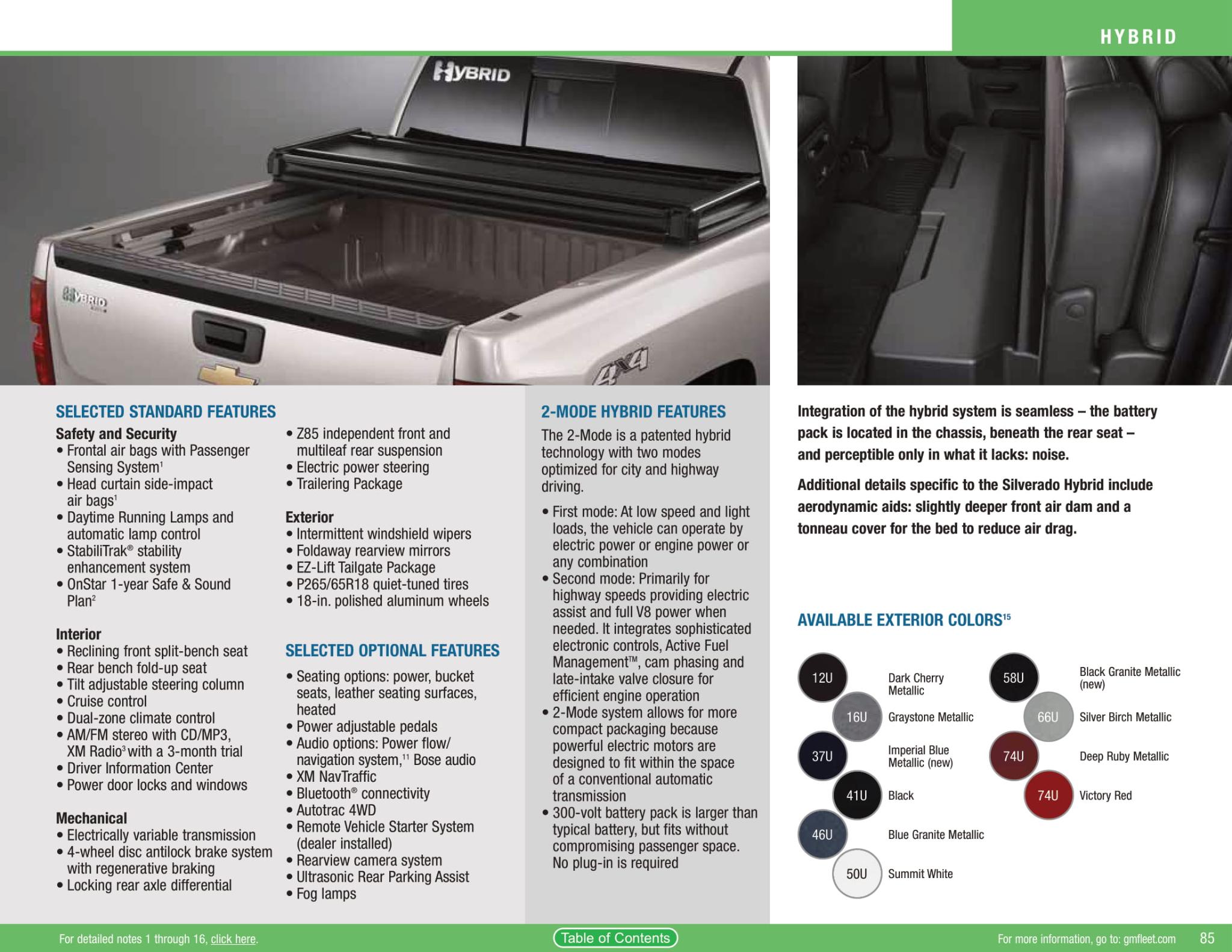 2009 Silverado Hybrid Paint Chart