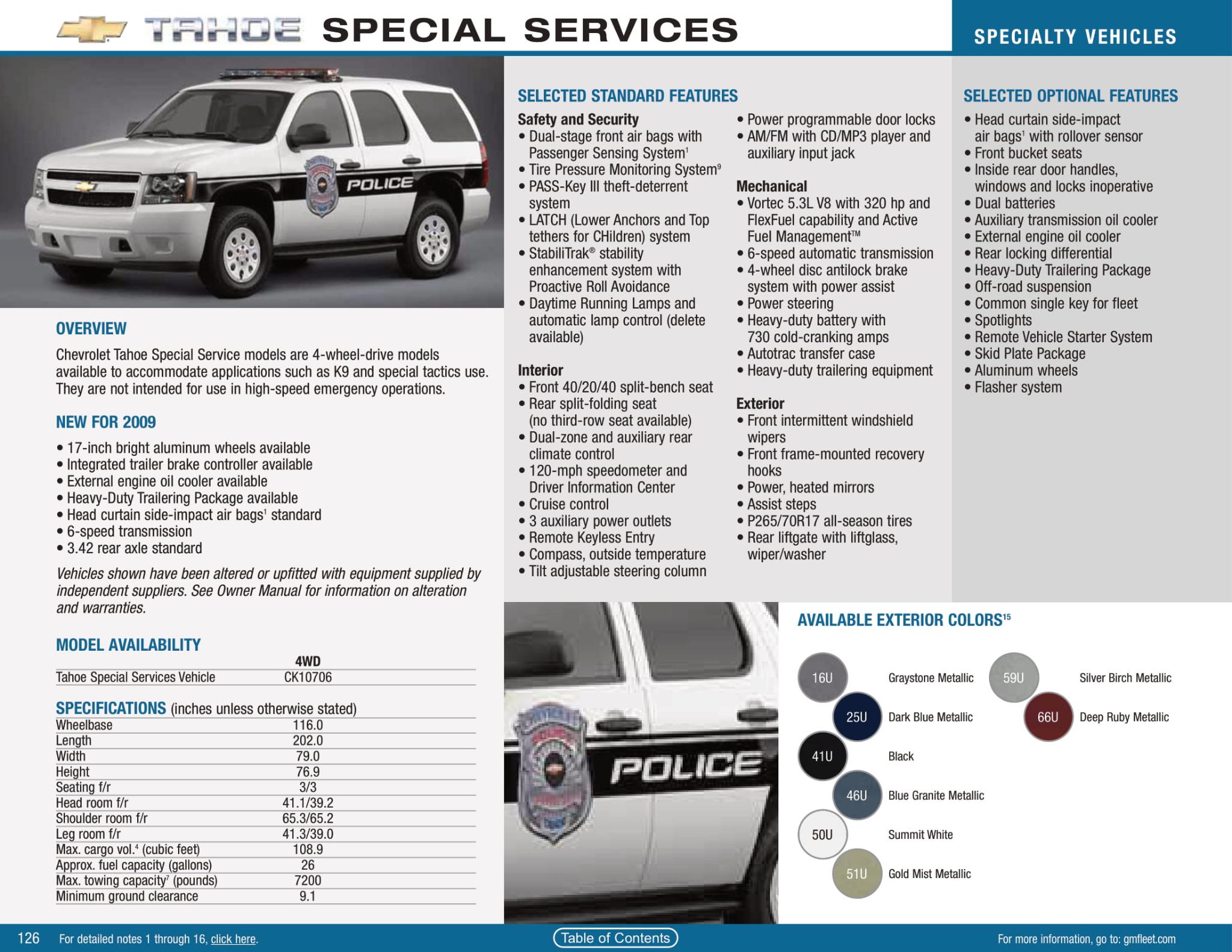 2009 Chevrolet Tahoe SSV Paint Chart