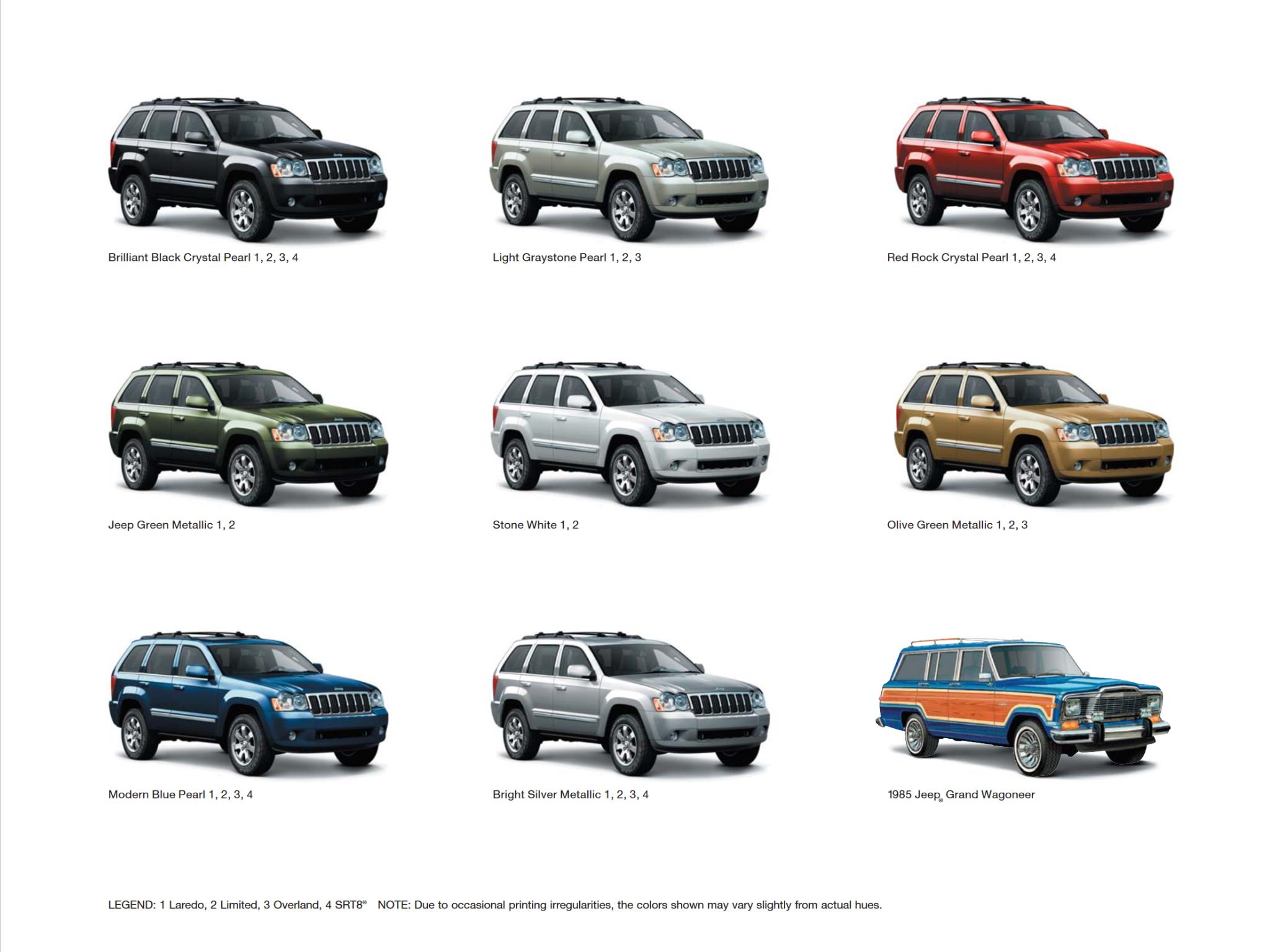 2009 Jeep Grand Cherokee Paint Chart