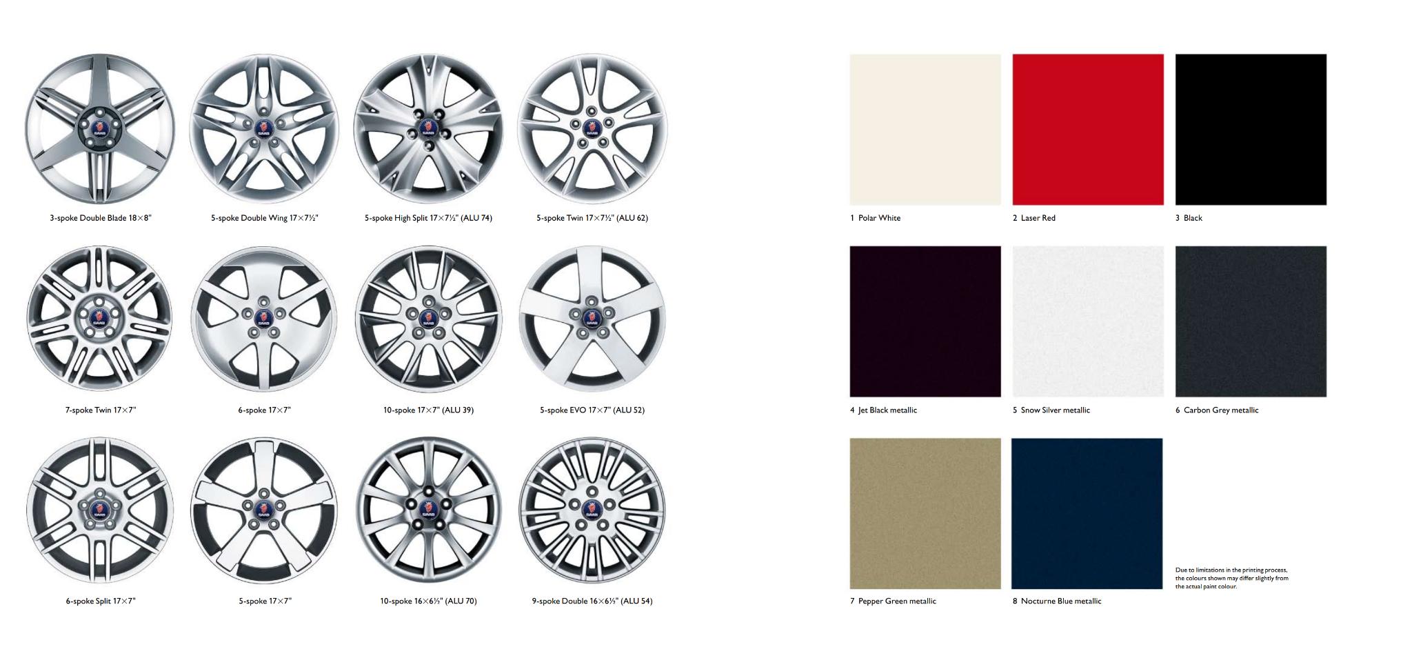2009 Saab 9-5 Paint Chart