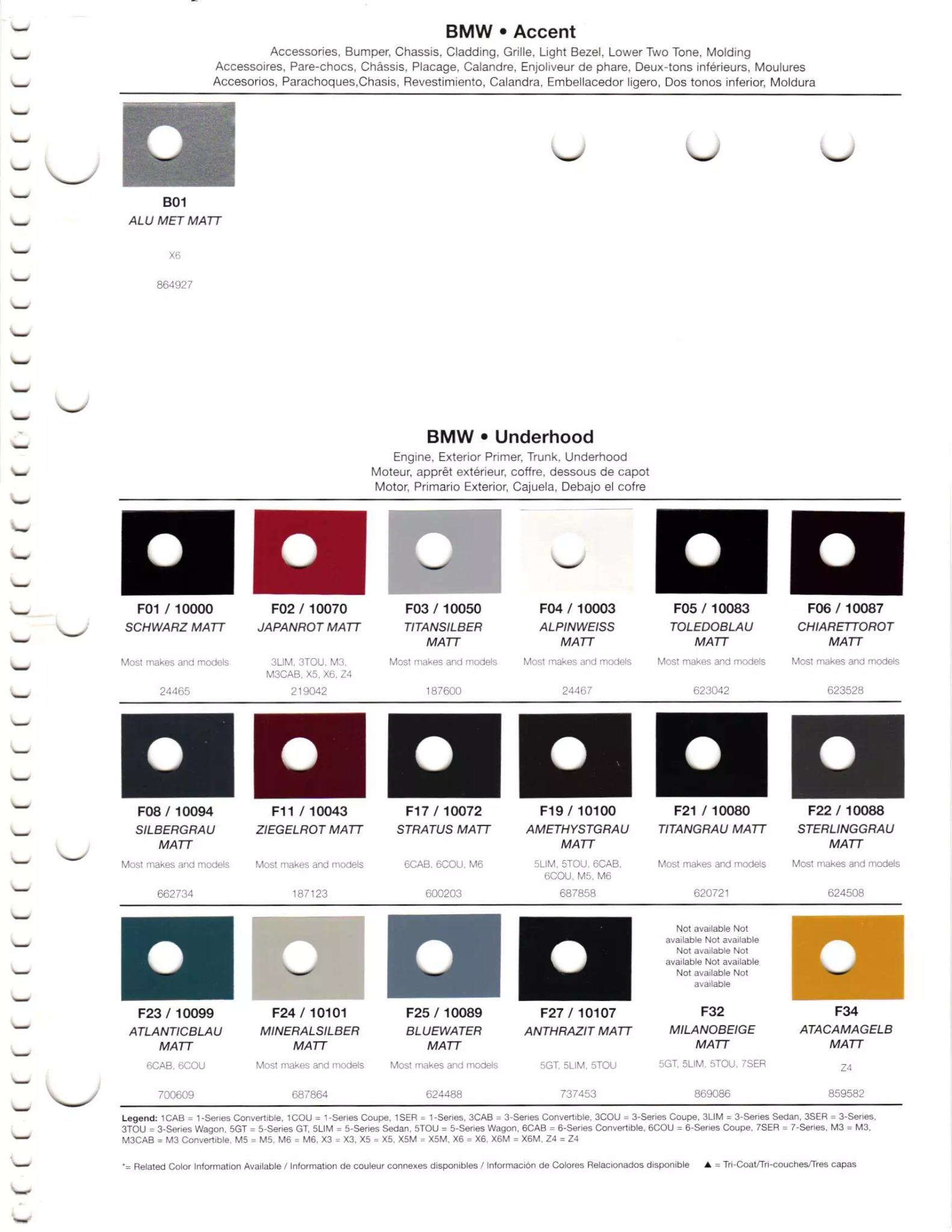 2011 BMW Paint Codes & Color Chart Paint codes, and their ordering stock numbers for their color on 2011 vehicles