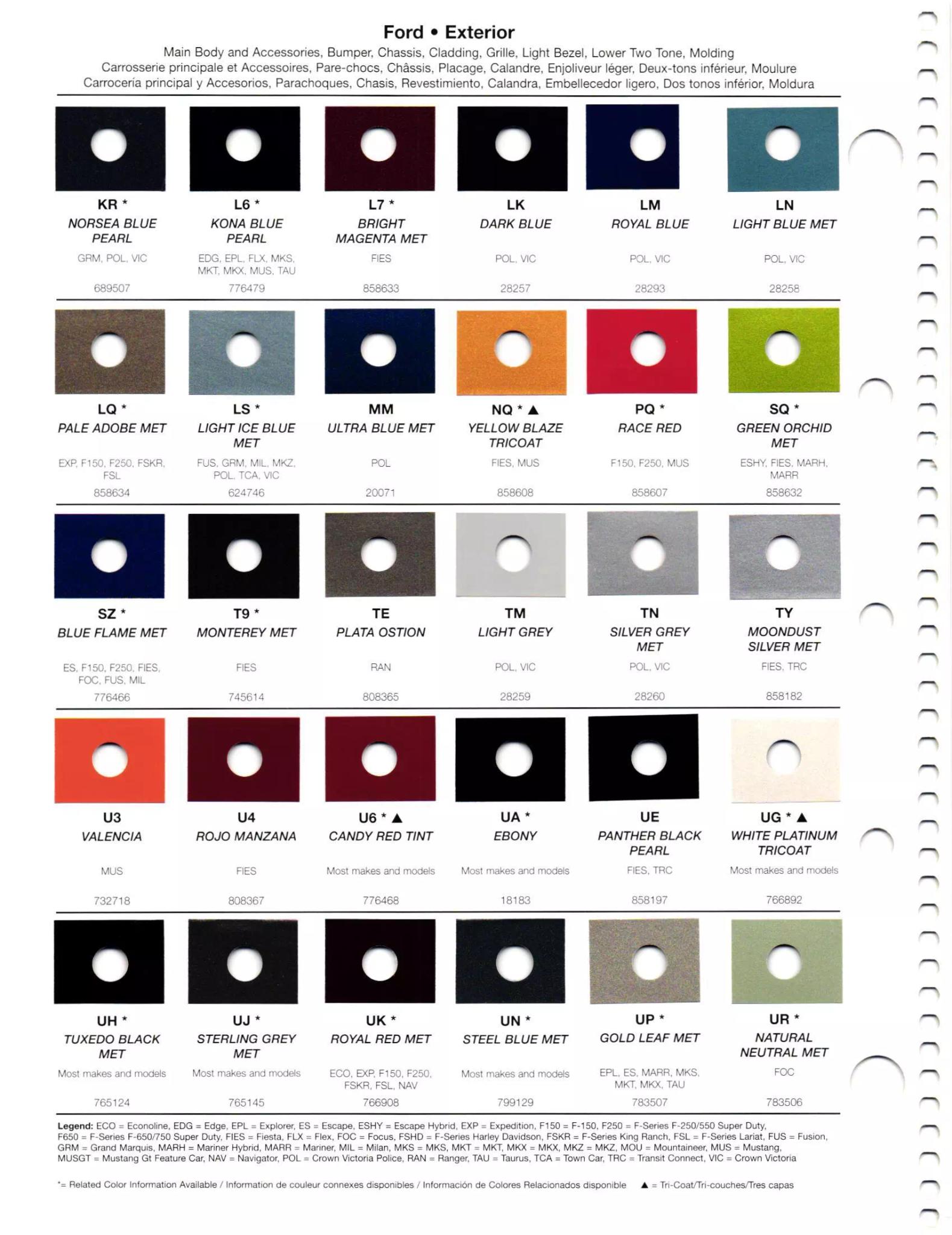2011 Ford & Lincoln Paint Codes & Color Chart Paint codes, and their ordering stock numbers for their color on 2011 vehicles