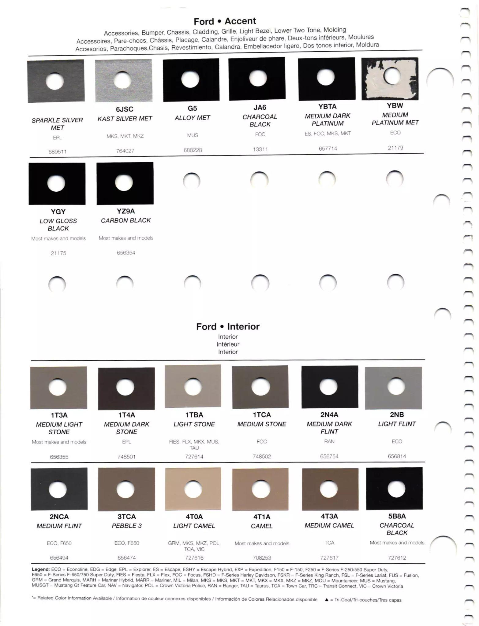 2011 Ford & Lincoln Paint Codes & Color Chart Paint codes, and their ordering stock numbers for their color on 2011 vehicles