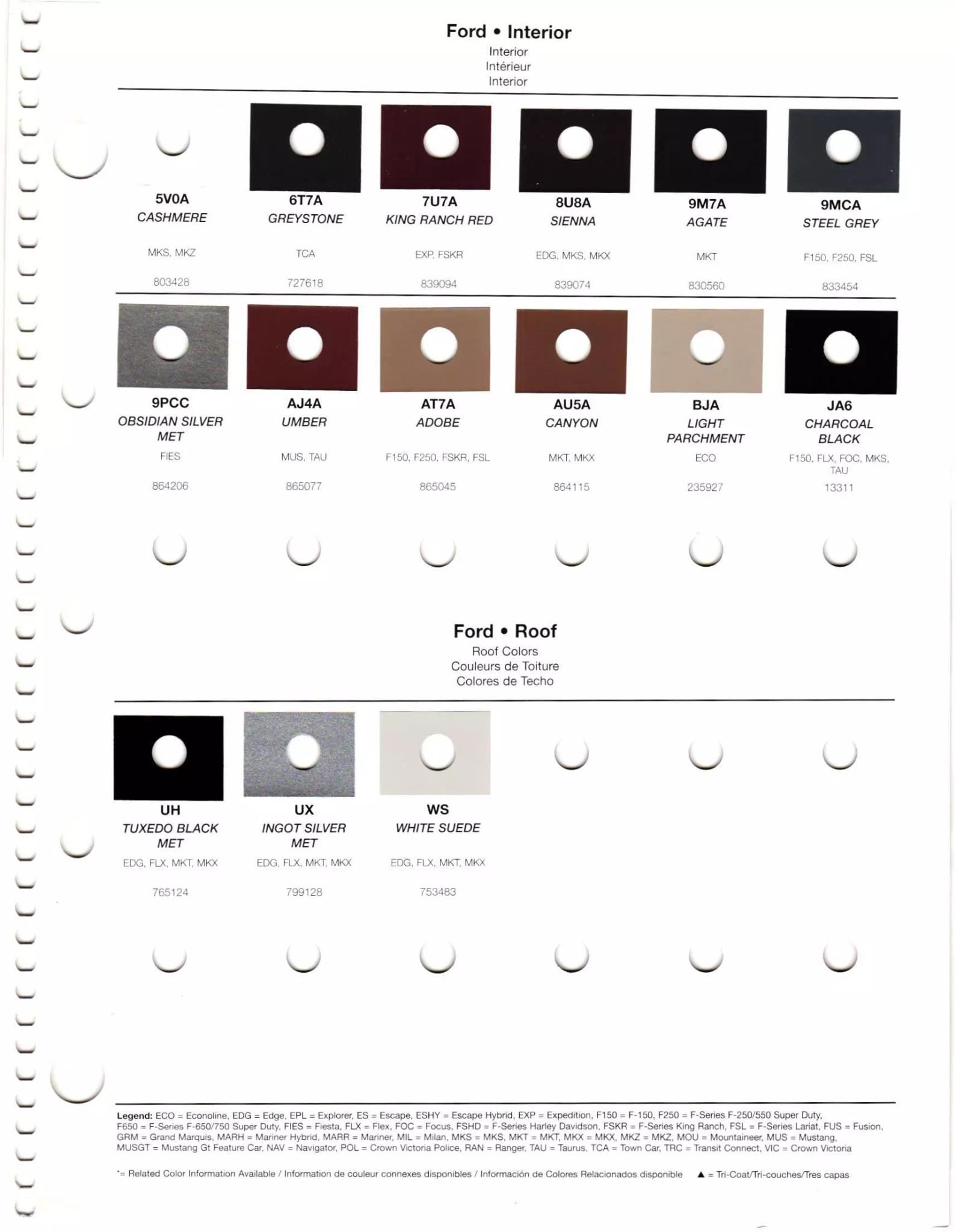 2011 Ford & Lincoln Paint Codes & Color Chart Paint codes, and their ordering stock numbers for their color on 2011 vehicles
