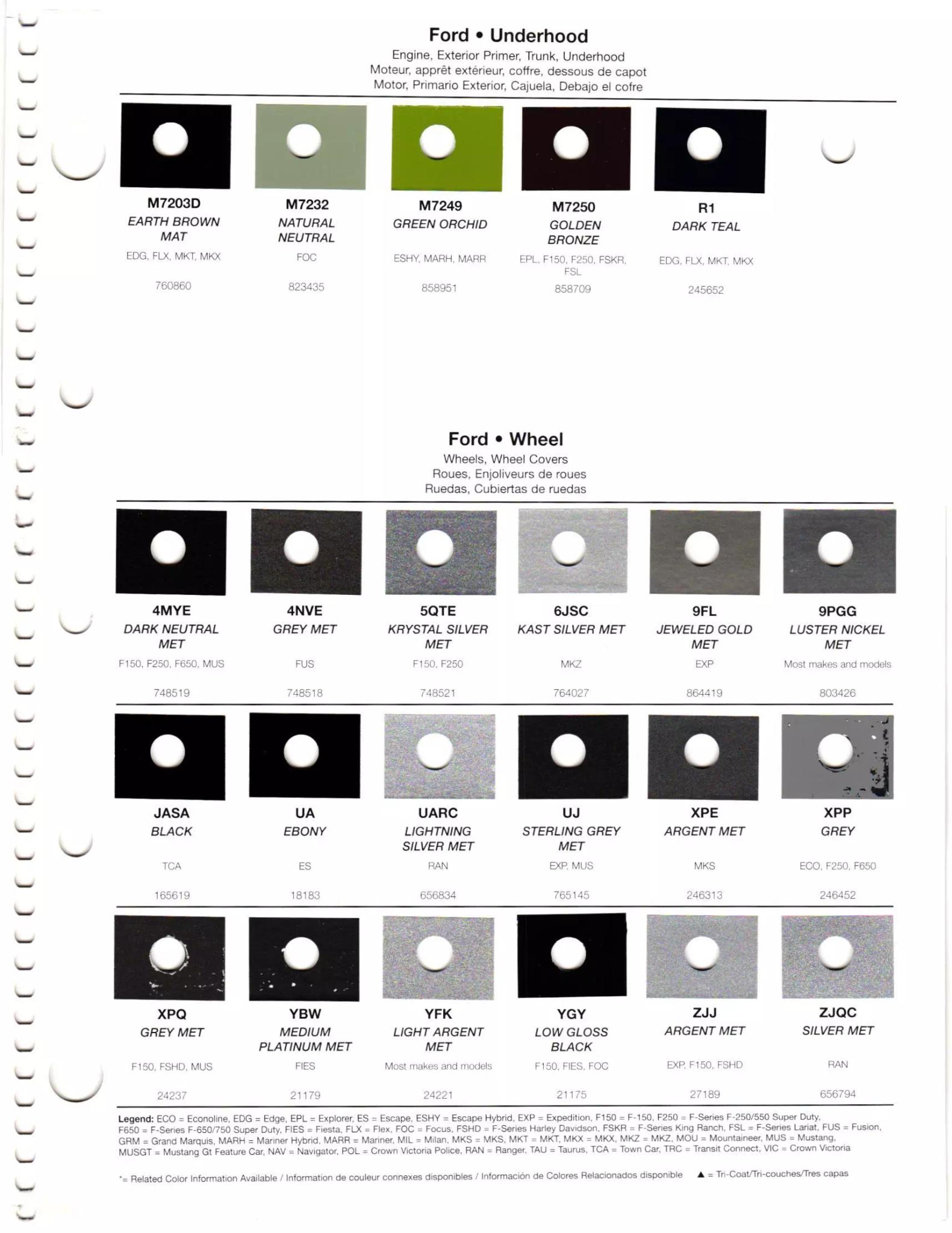 2011 Ford & Lincoln Paint Codes & Color Chart Paint codes, and their ordering stock numbers for their color on 2011 vehicles