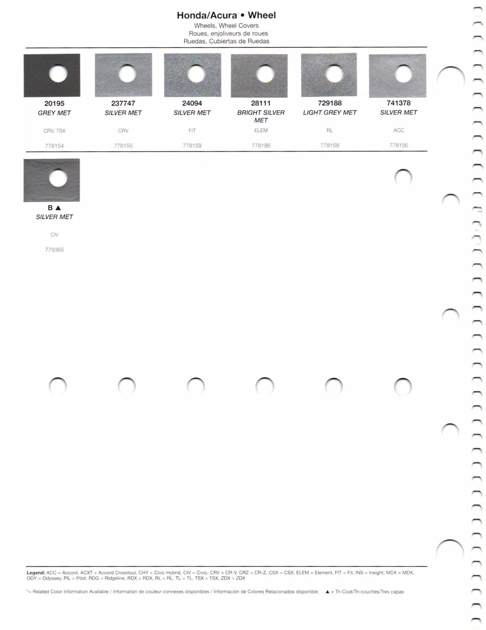 2011 Honda & Acura Paint Codes & Color Chart Paint codes, and their ordering stock numbers for their color on 2011 vehicles