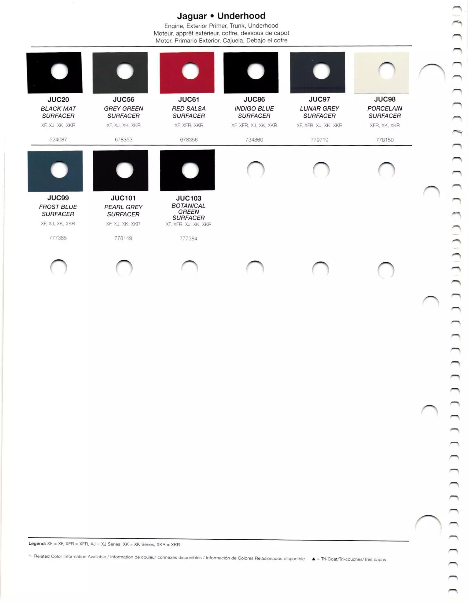 Paint codes, and their ordering stock numbers for their color on 2011 vehicles