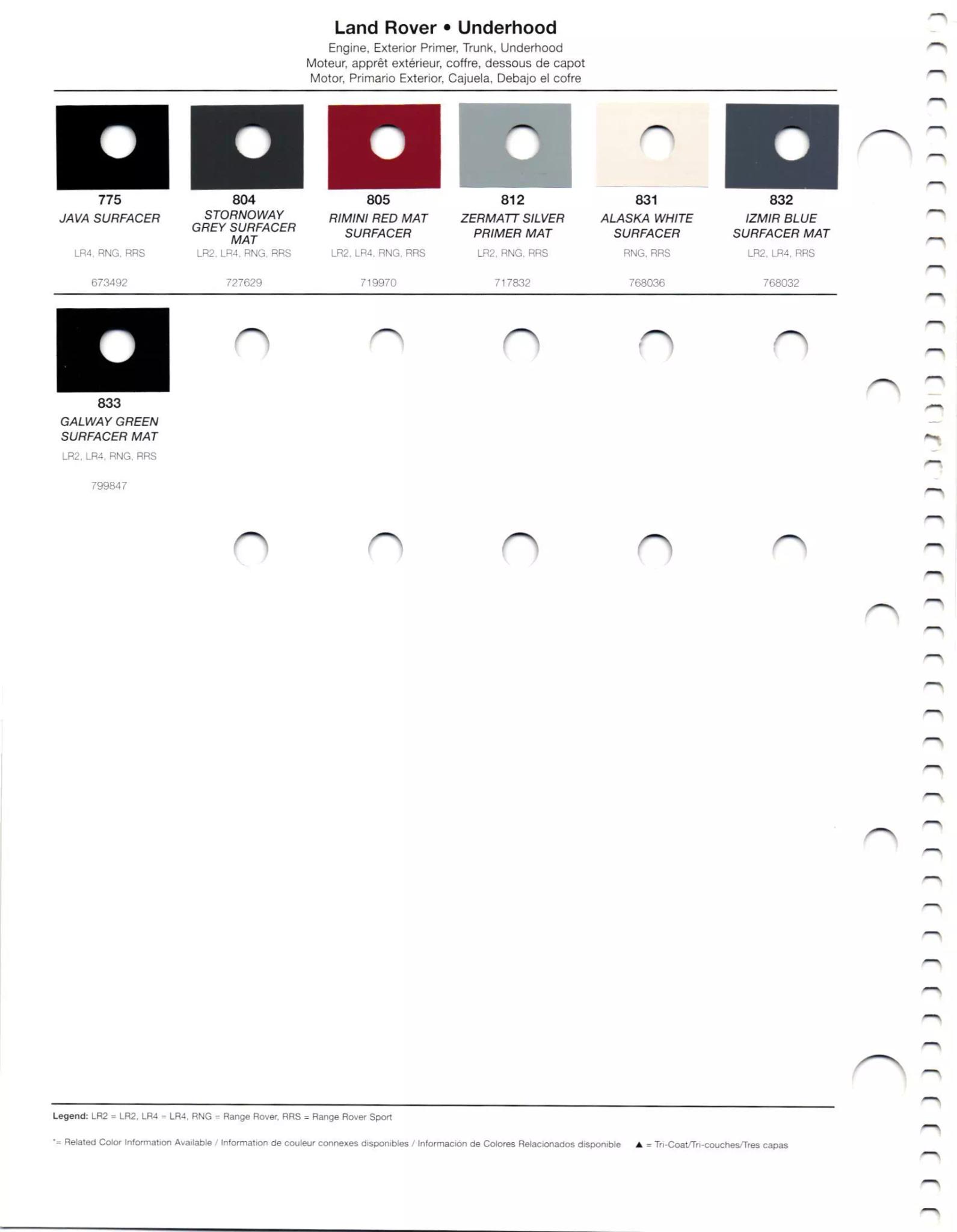 2011 Land Rover Paint Codes & Color Chart Paint codes, and their ordering stock numbers for their color on 2011 vehicles
