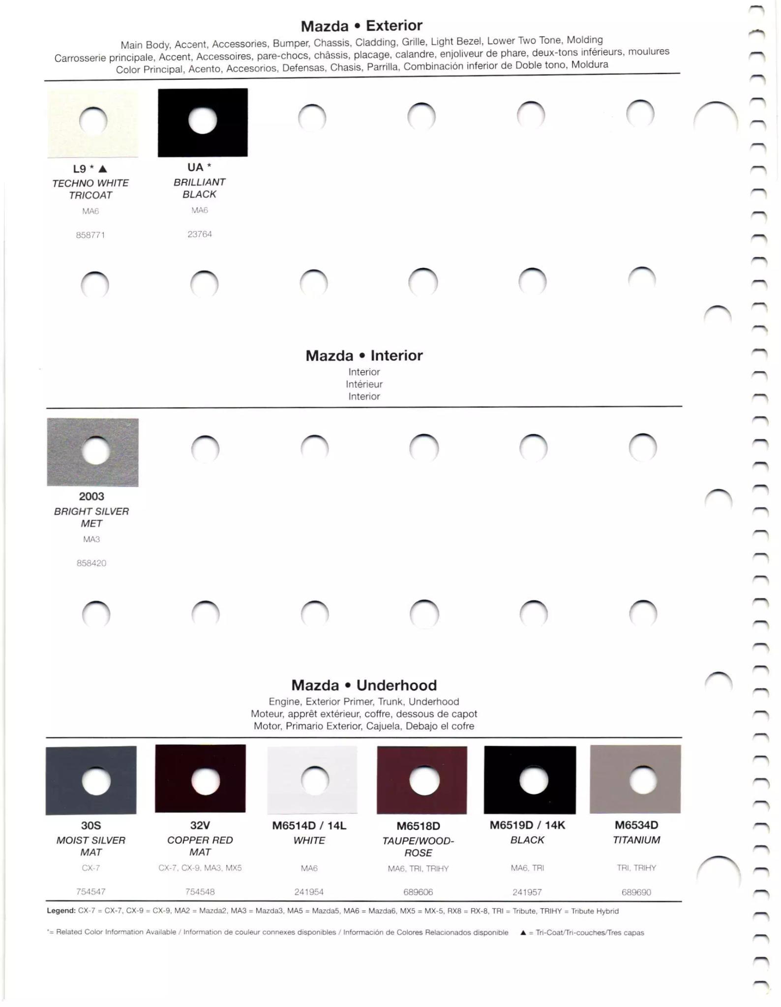 2011 Mazda Paint Codes & Color Chart Paint codes, and their ordering stock numbers for their color on 2011 vehicles