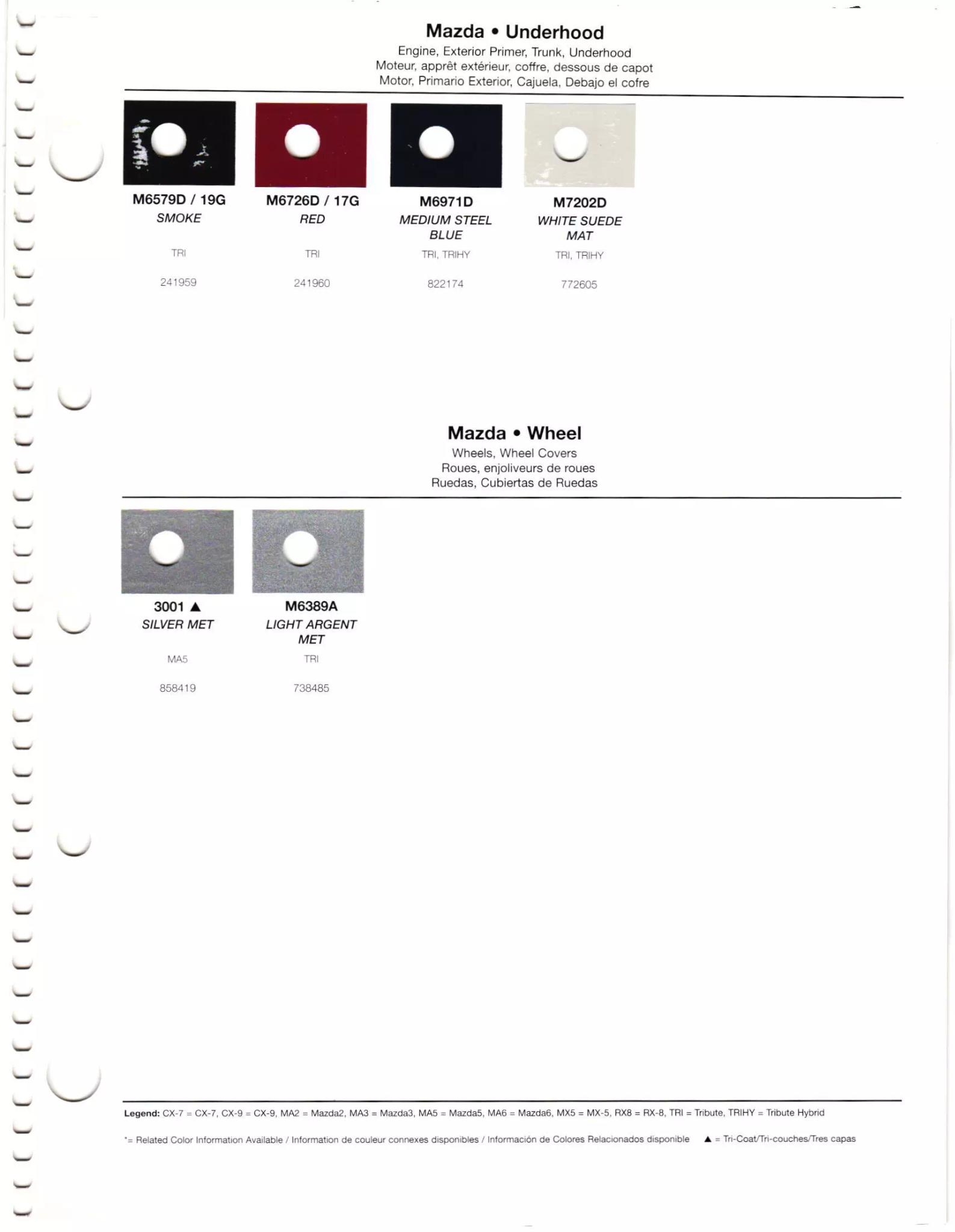 2011 Mazda Paint Codes & Color Chart Paint codes, and their ordering stock numbers for their color on 2011 vehicles