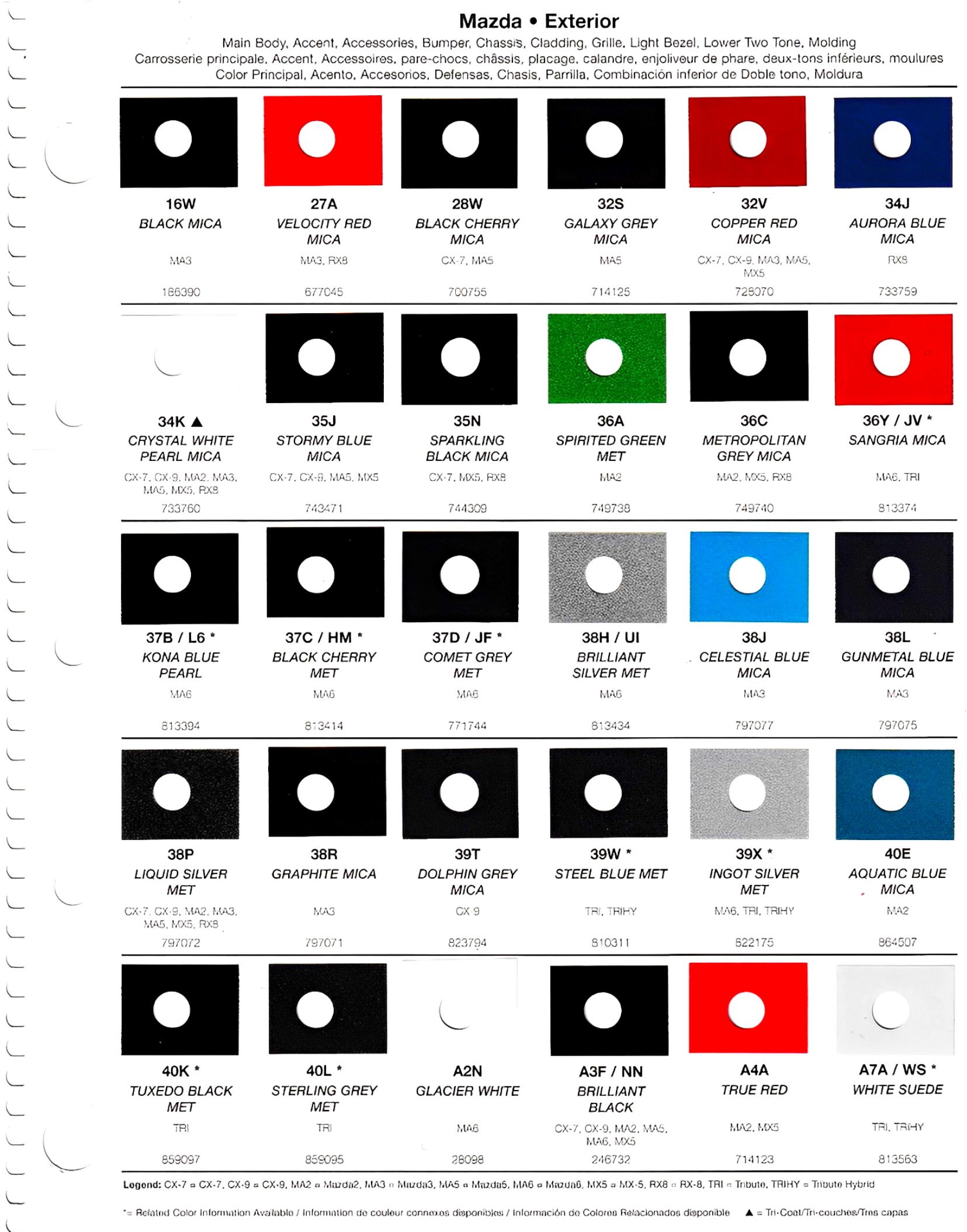 2011 Mazda Paint Codes and Color Chart Page 1 oem paint codes, color swatches, color names, and the vehicles they go to
