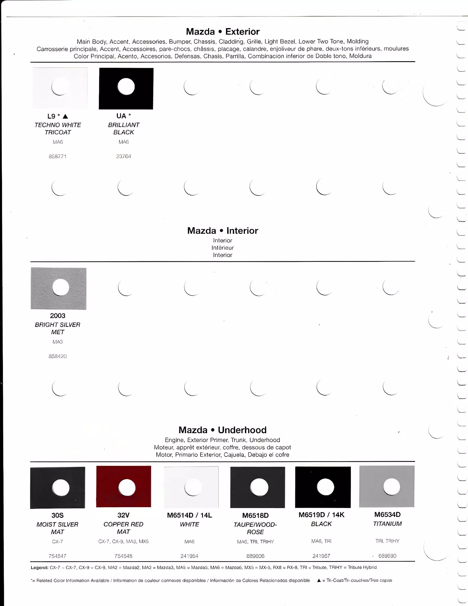 2011 Mazda Paint Codes and Color Chart Page 2 oem paint codes, color swatches, color names, and the vehicles they go to