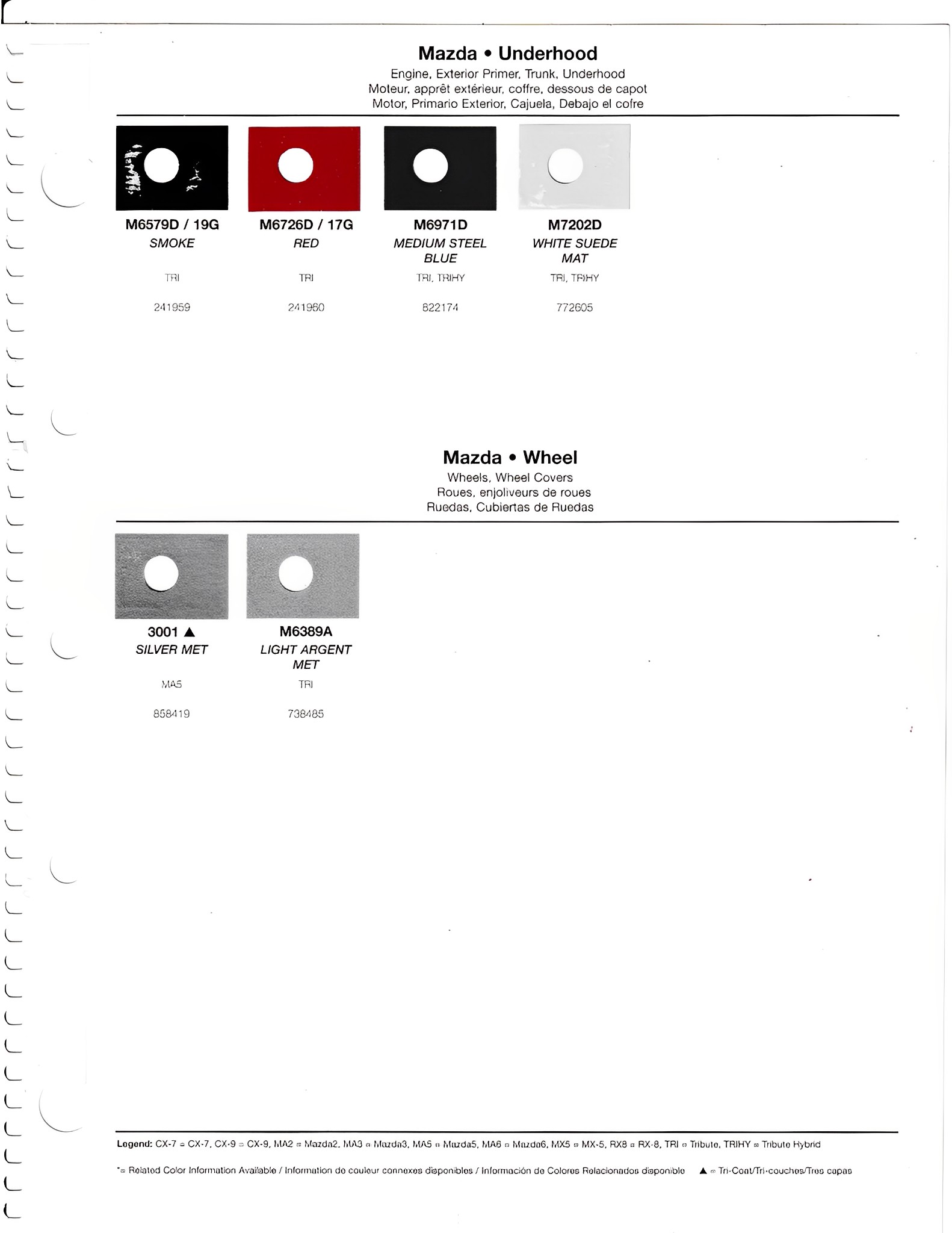 2011 Mazda Paint Codes and Color Chart Page 3 oem paint codes, color swatches, color names, and the vehicles they go to